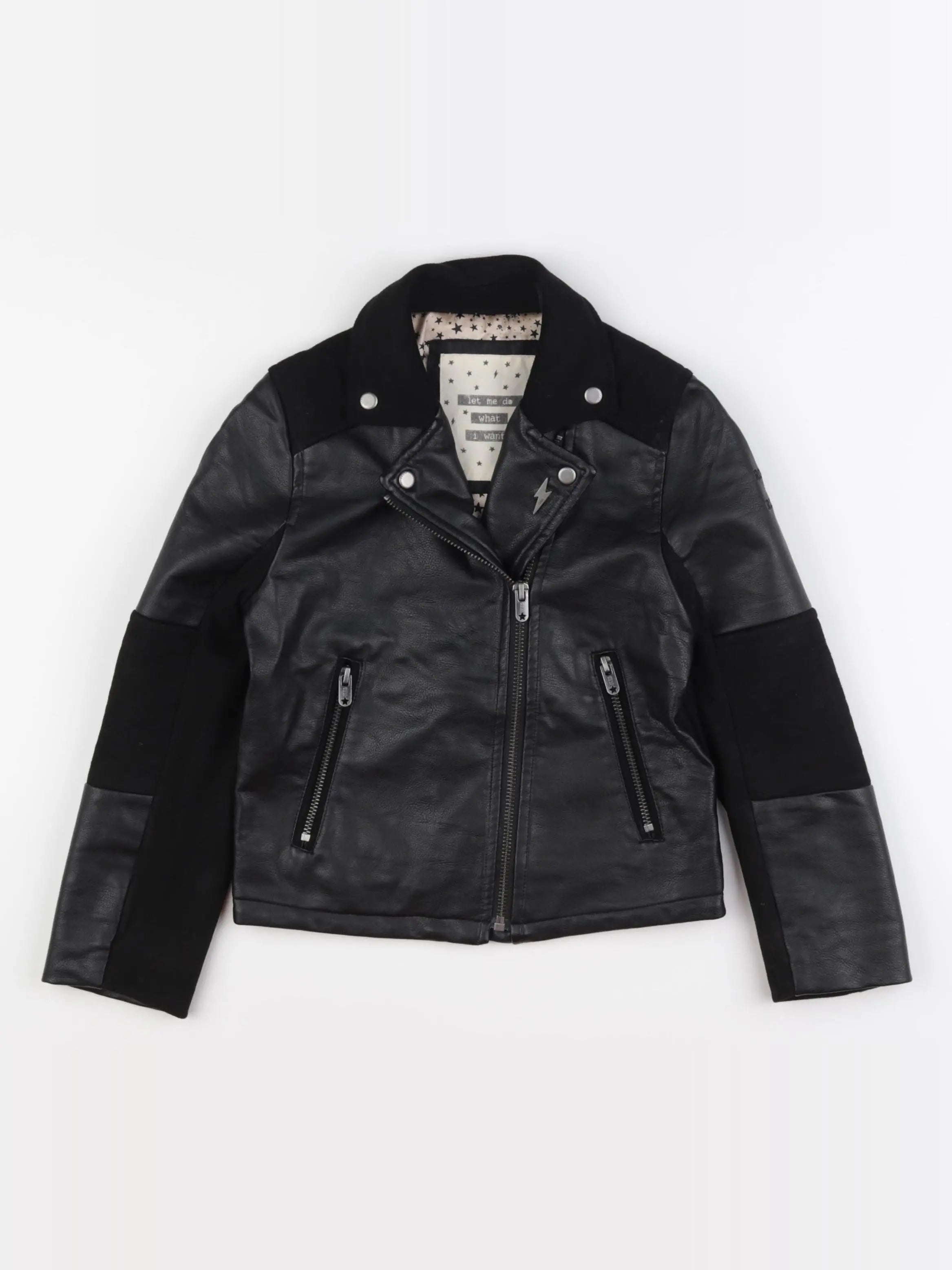IKKS - veste simili cuir noir - 6 ans