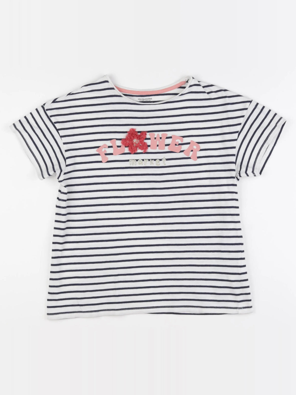 Vertbaudet - tee-shirt blanc, bleu - 12 ans