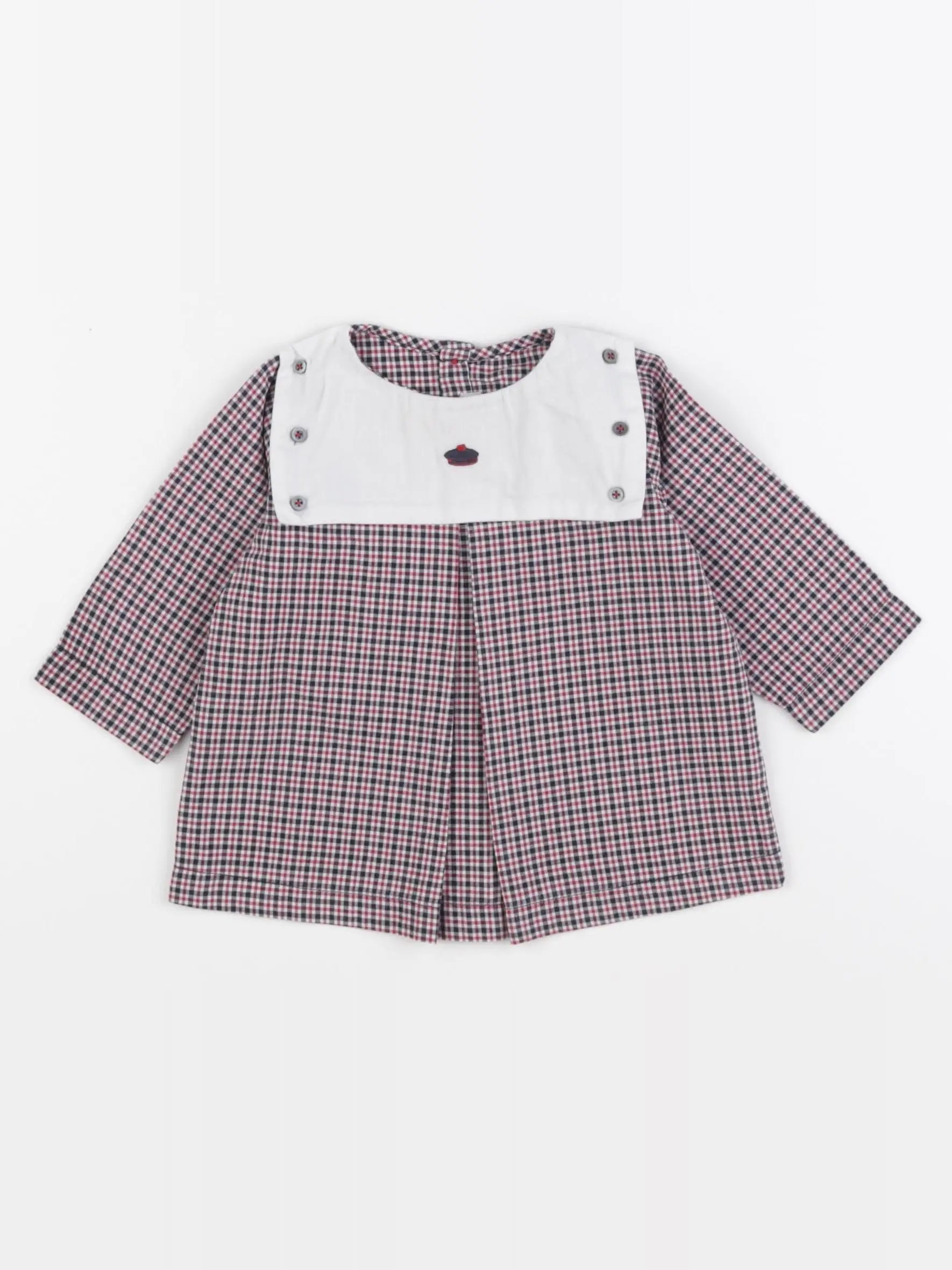 Jacadi - blouse bleu, rouge - 6 mois