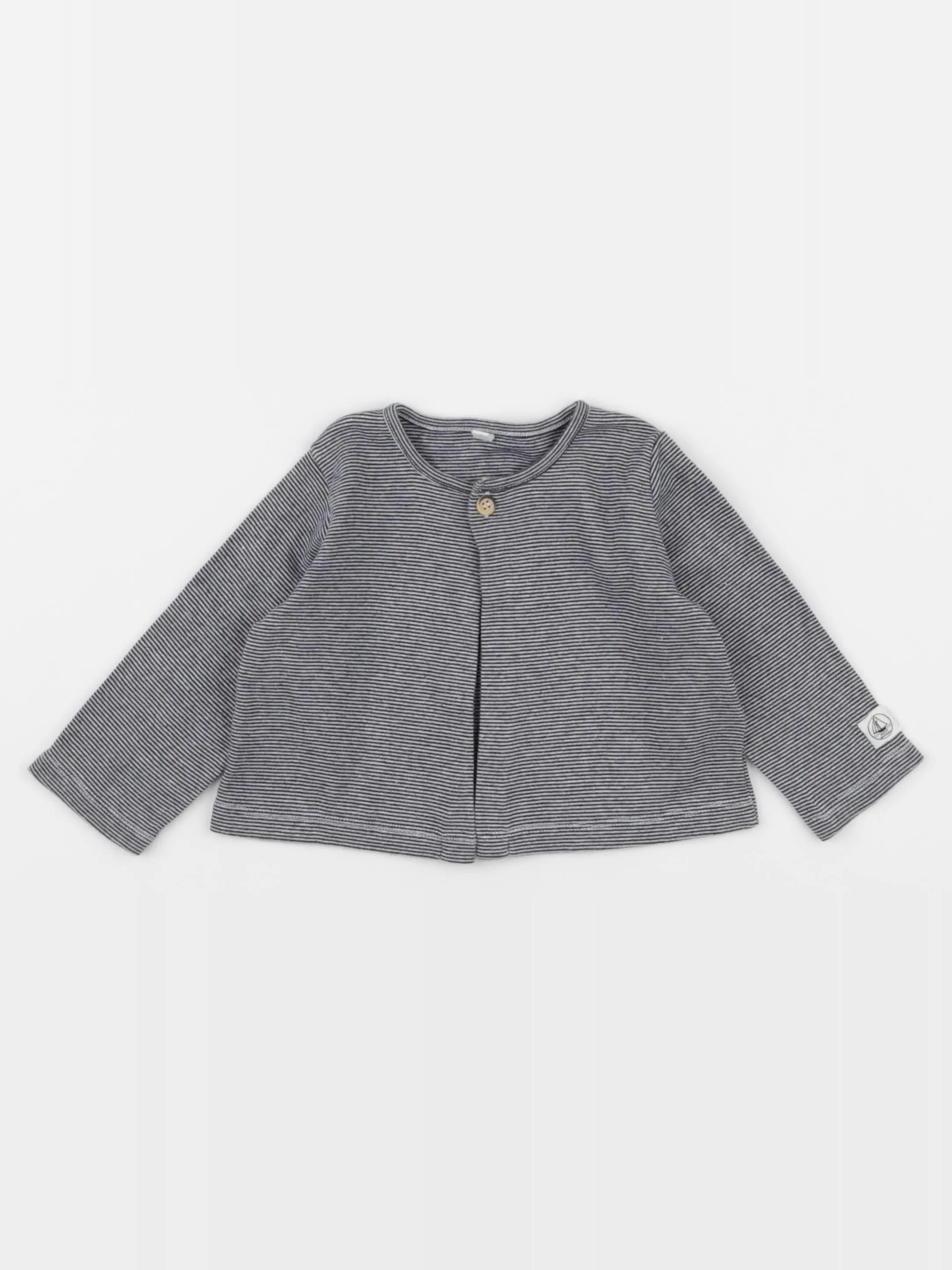 Petit Bateau - gilet bleu, blanc - 12 mois