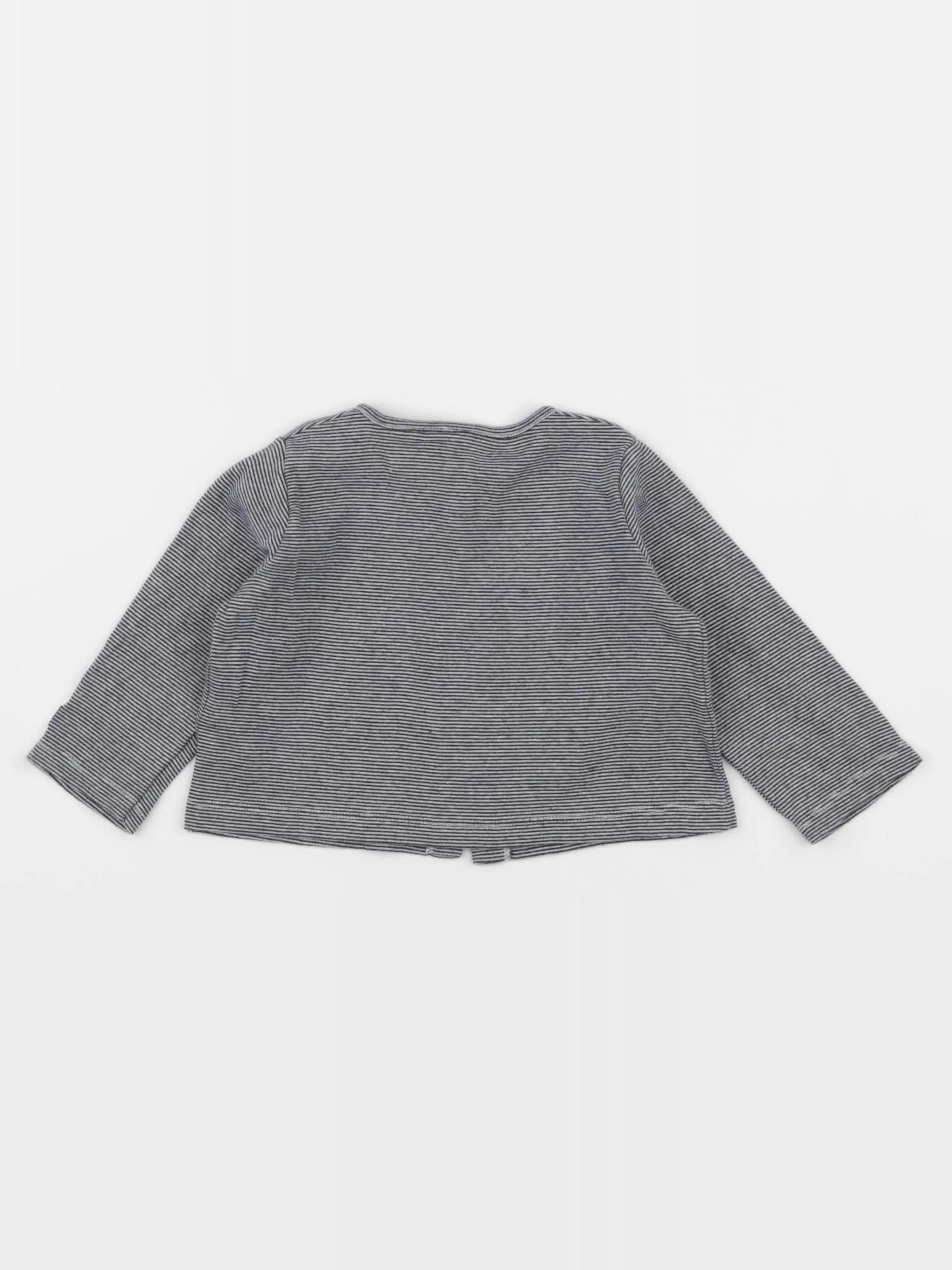 Petit Bateau - gilet bleu, blanc - 12 mois