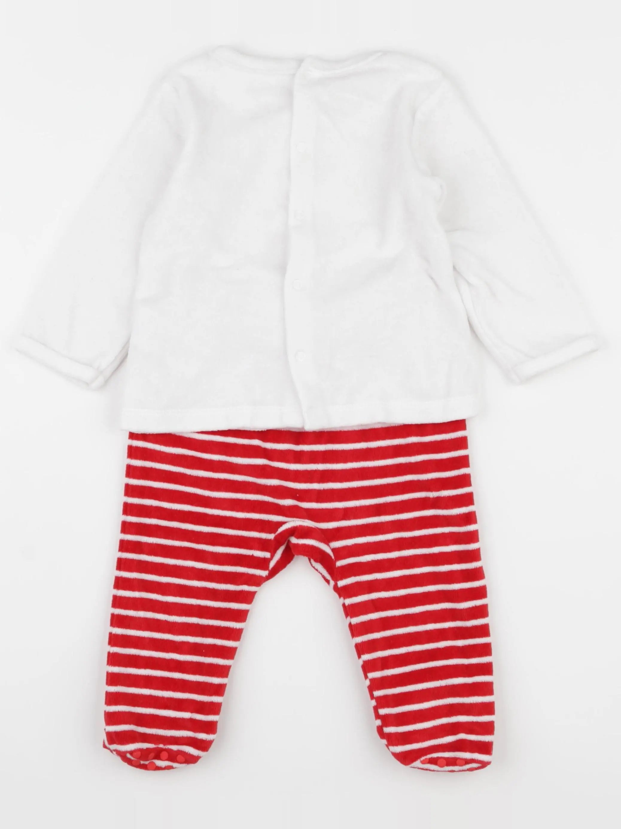 Vertbaudet - pyjama velours blanc, rouge - 12 mois