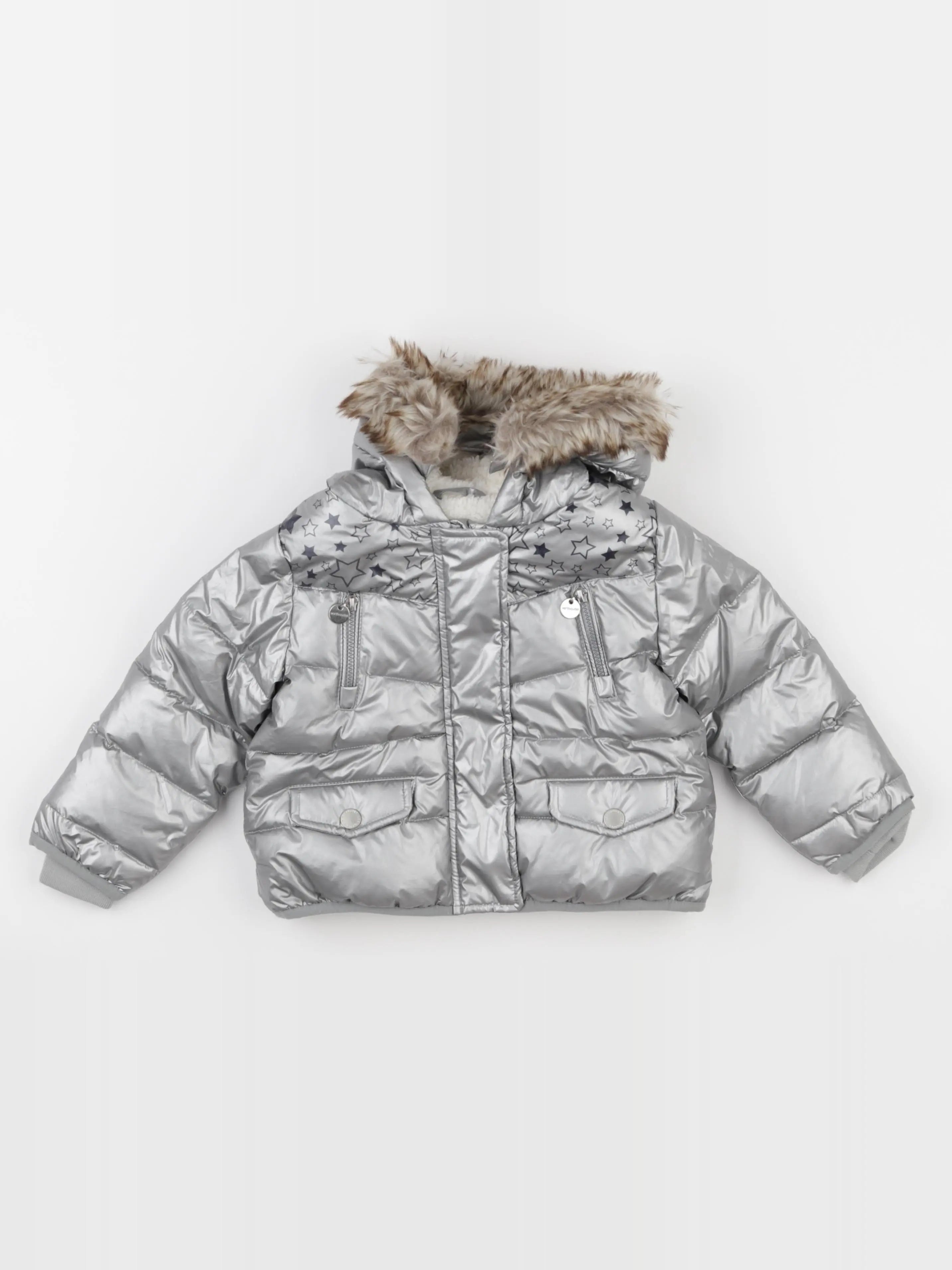 Vertbaudet - doudoune argent - 2 ans