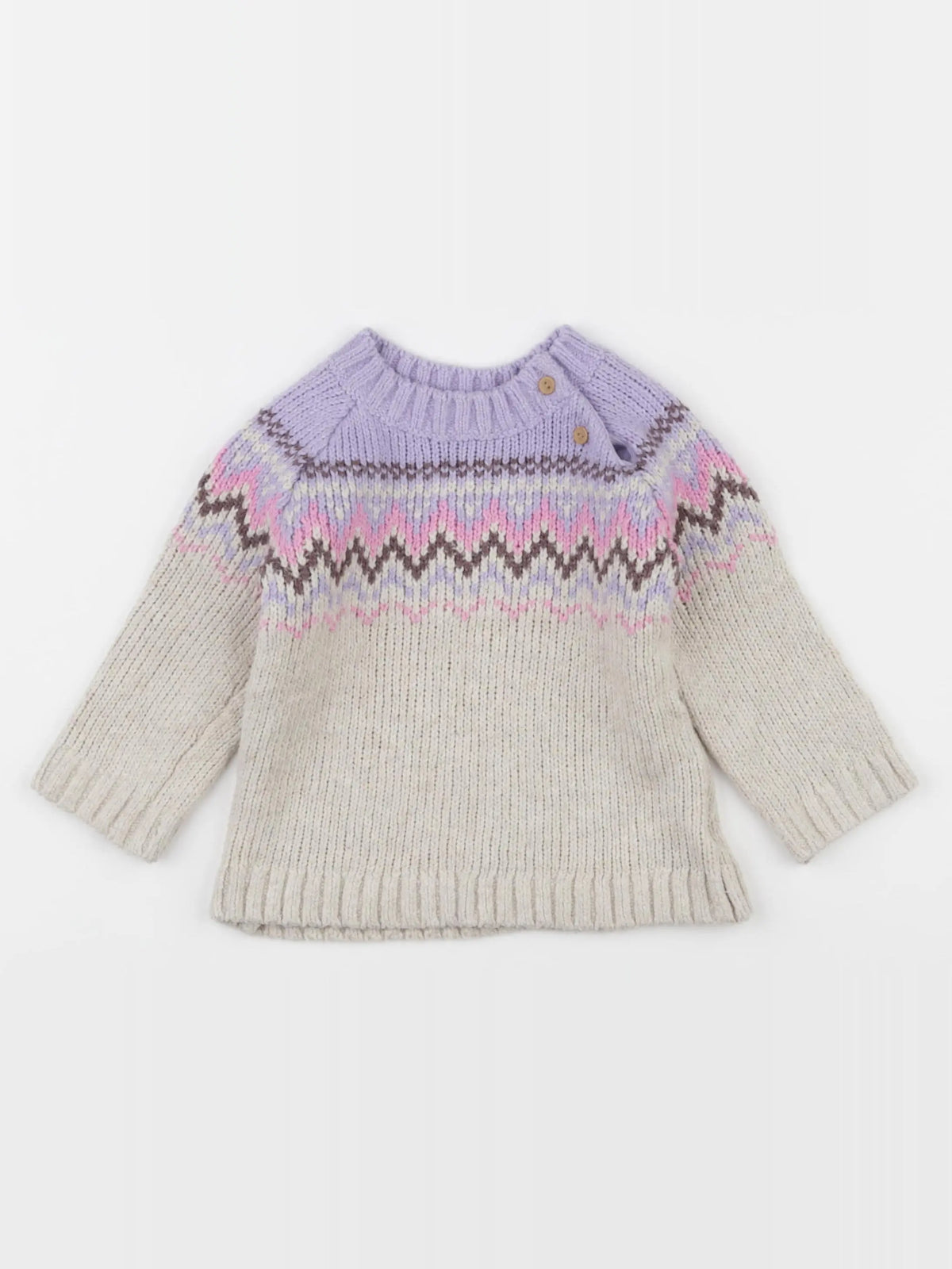 H&M - pull violet, beige - 9/12 mois