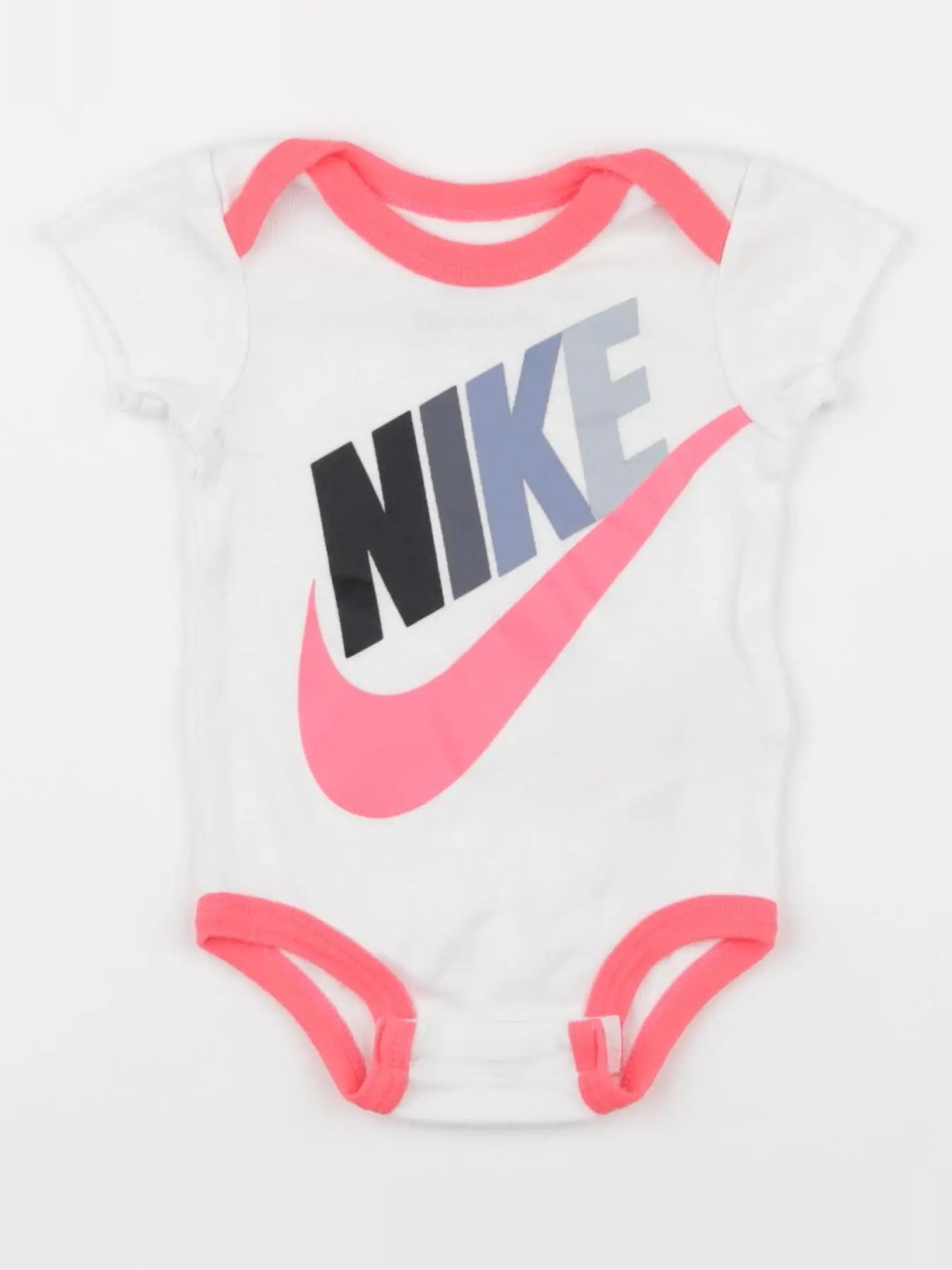 Nike - body blanc, rose - 0/6 mois