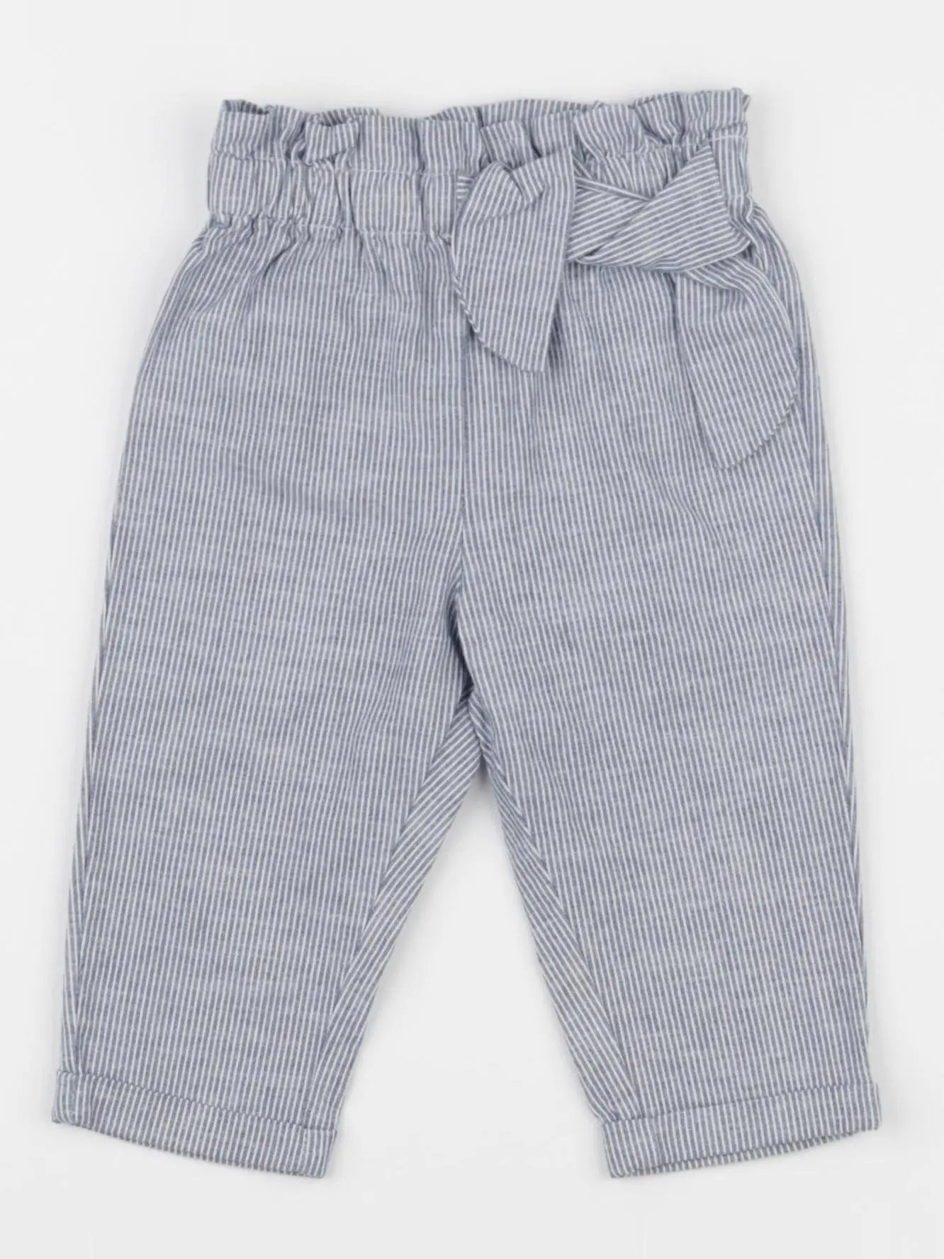Vertbaudet - pantalon blanc, bleu - 9 mois