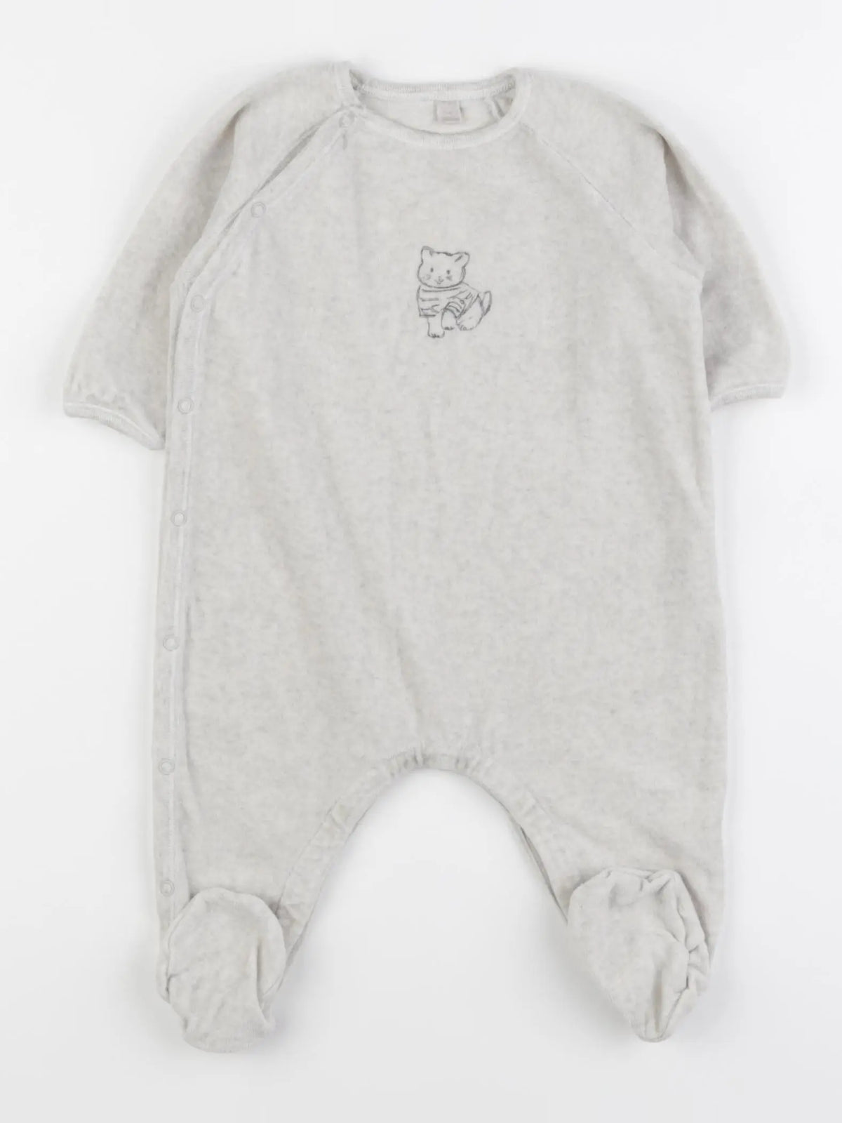 Petit Bateau - pyjama velours gris - 6 mois