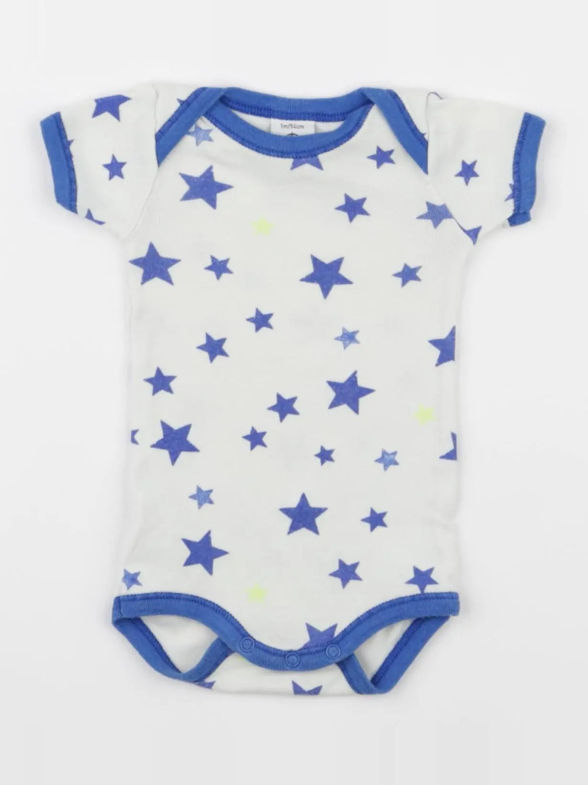 Petit Bateau - body blanc, bleu - 1 mois