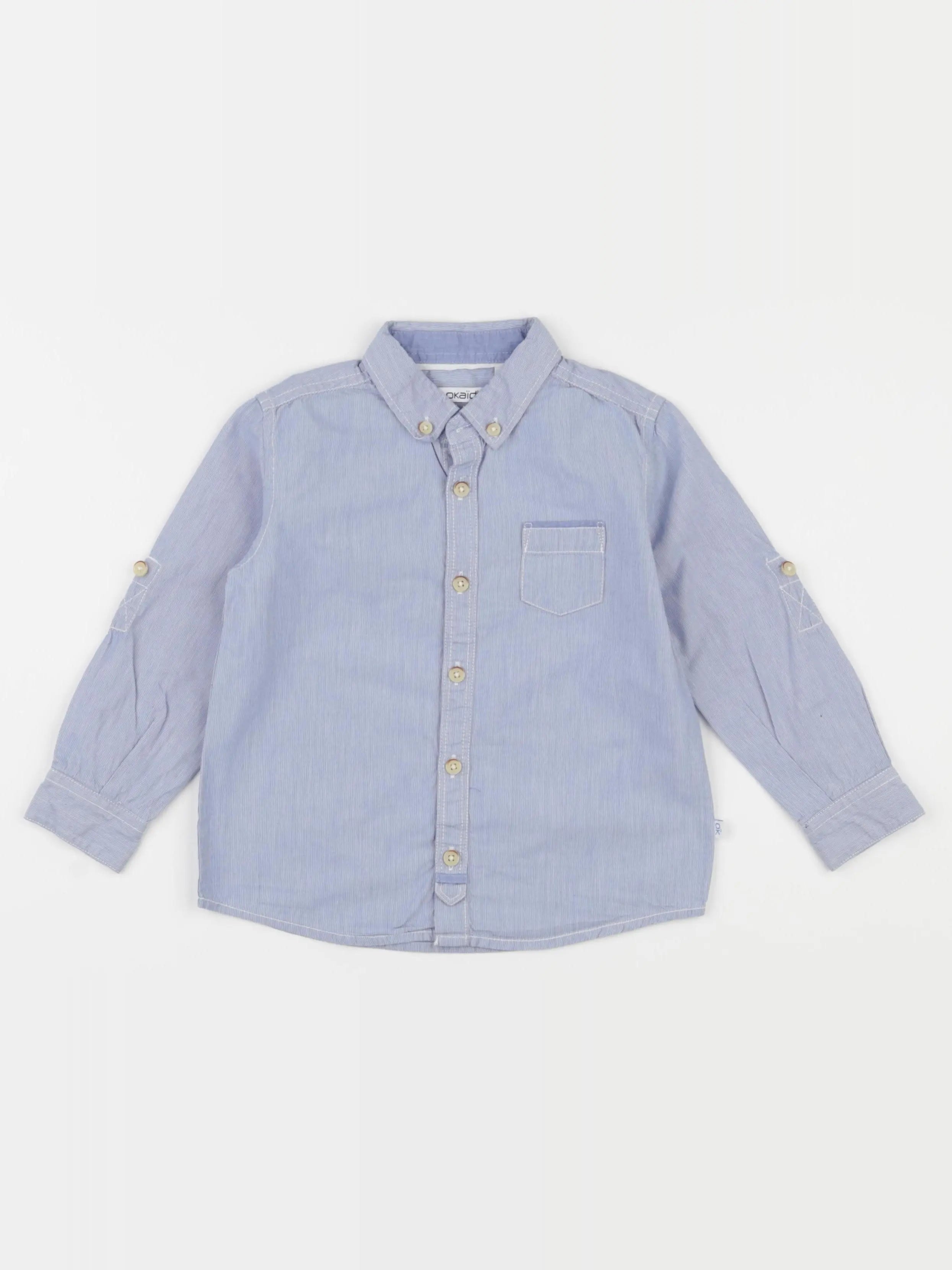 Okaidi - chemise blanc, bleu - 3 ans