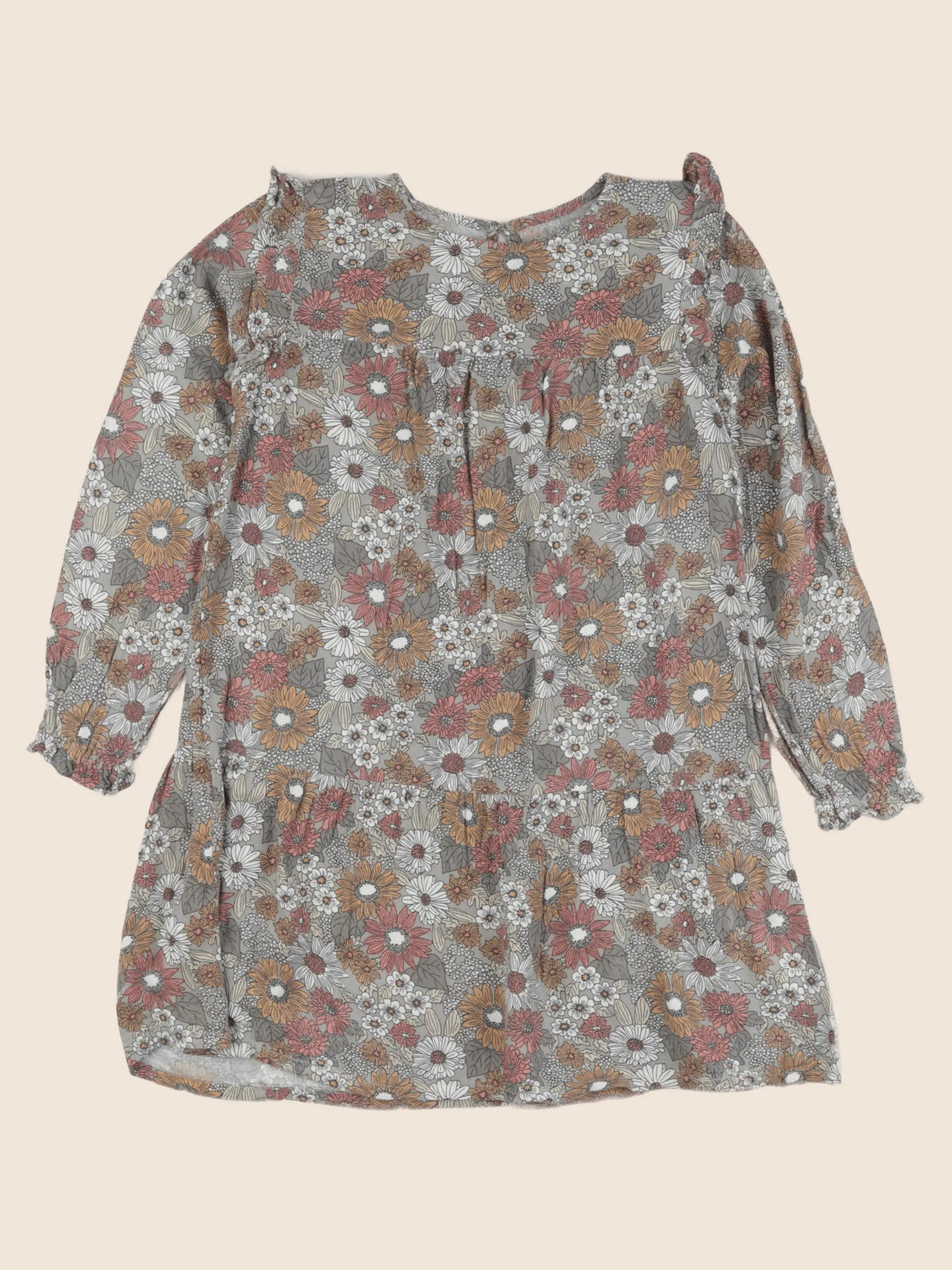 Vertbaudet - robe marron, gris - 8 ans