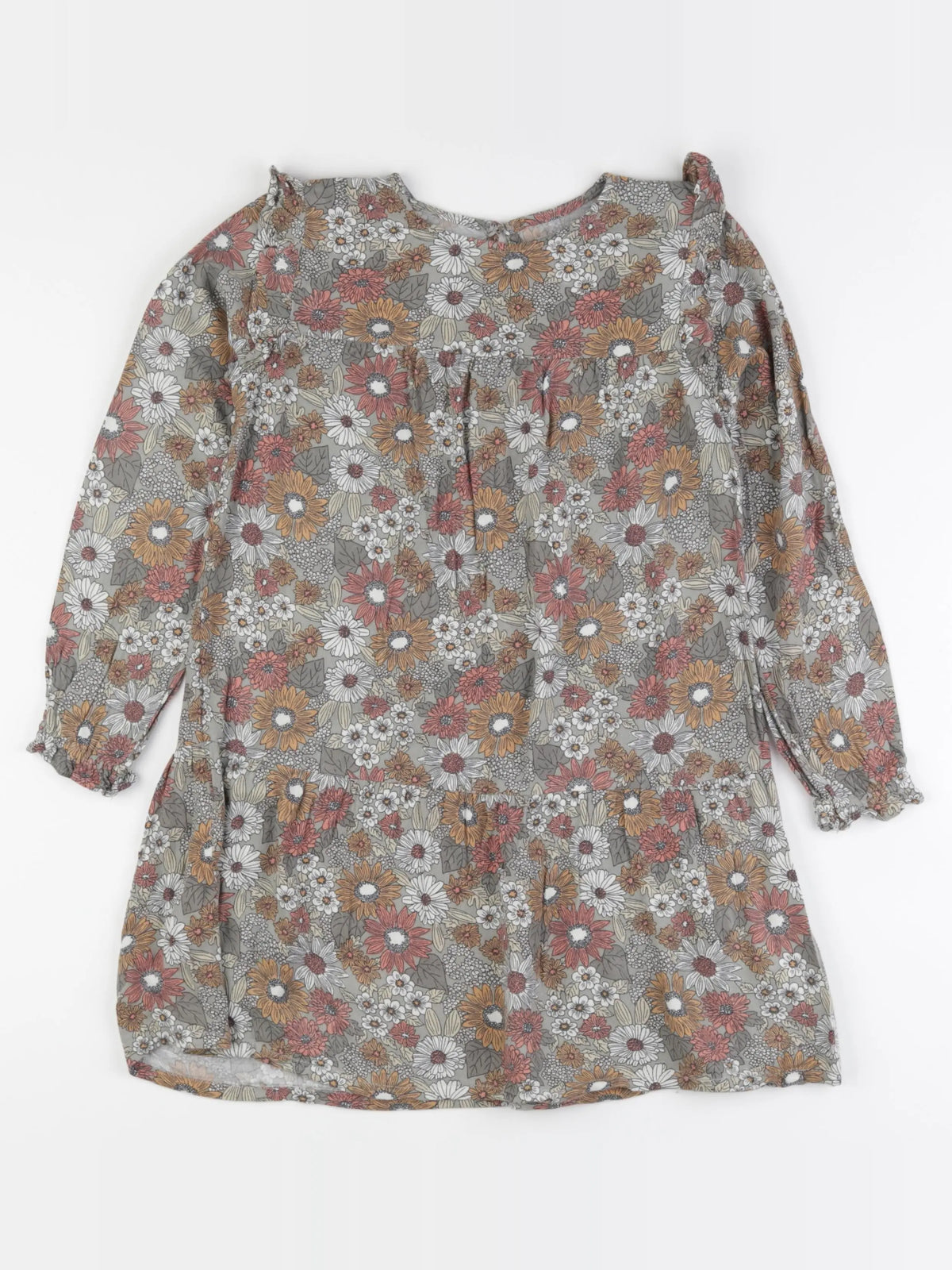 Vertbaudet - robe marron, gris - 8 ans
