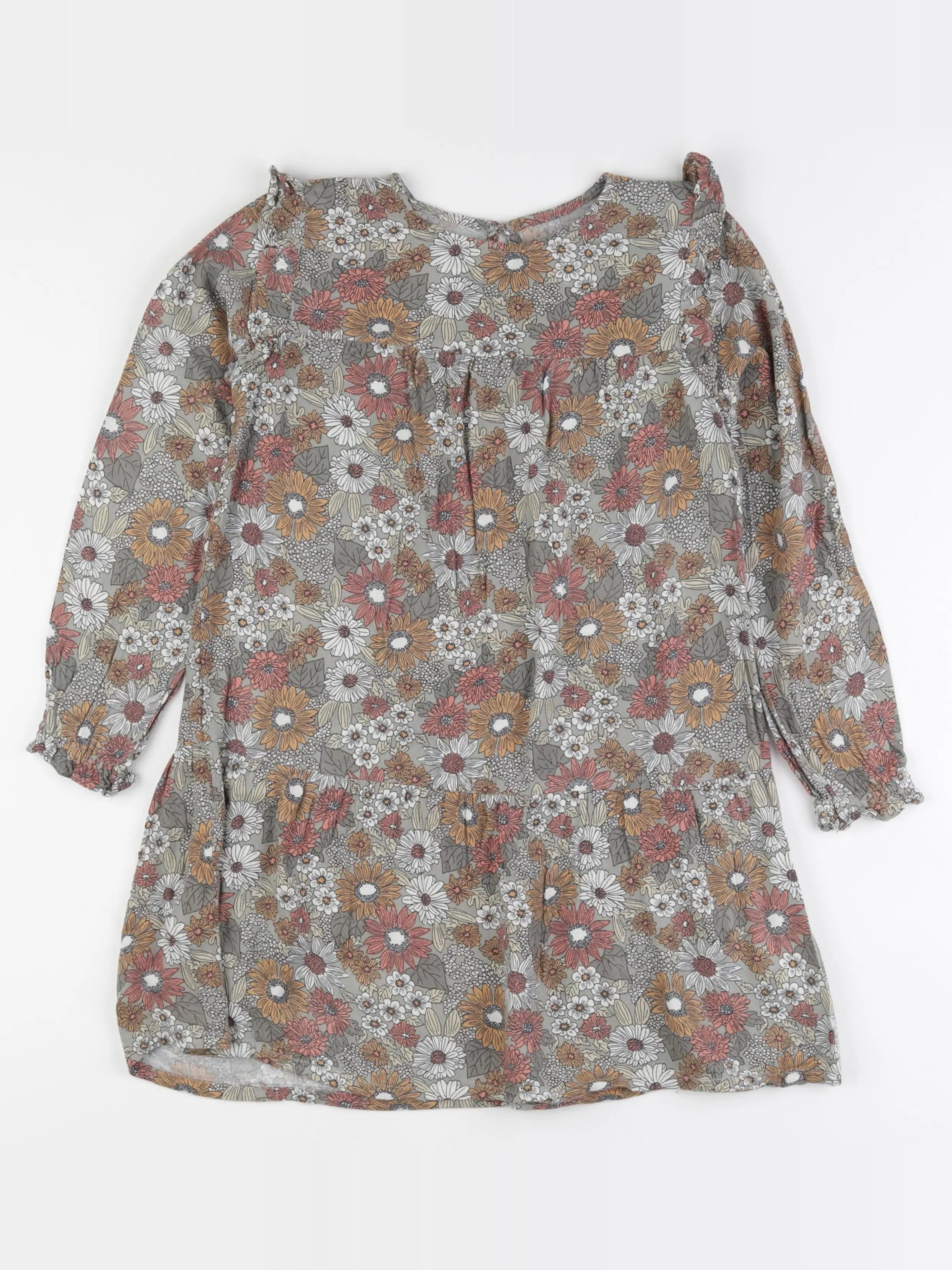 Vertbaudet - robe marron, gris - 8 ans