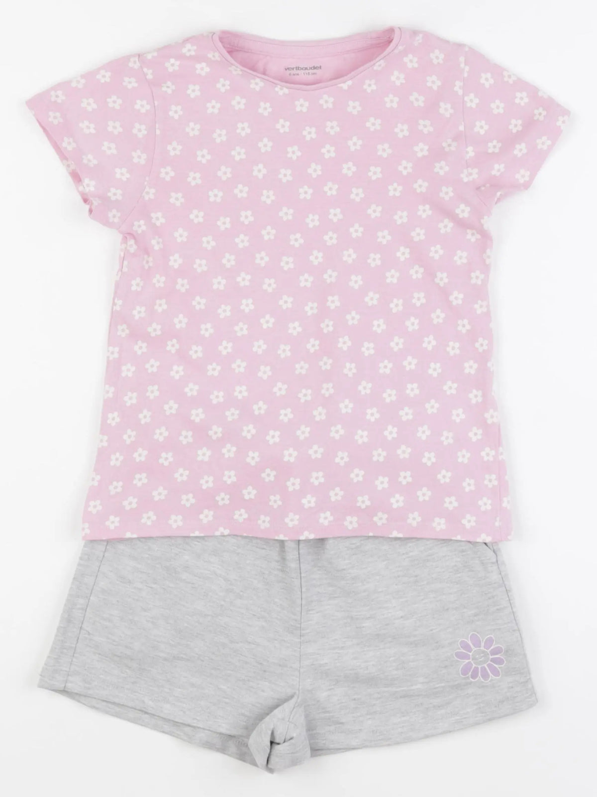 Vertbaudet - ensemble coton rose, gris - 6 ans