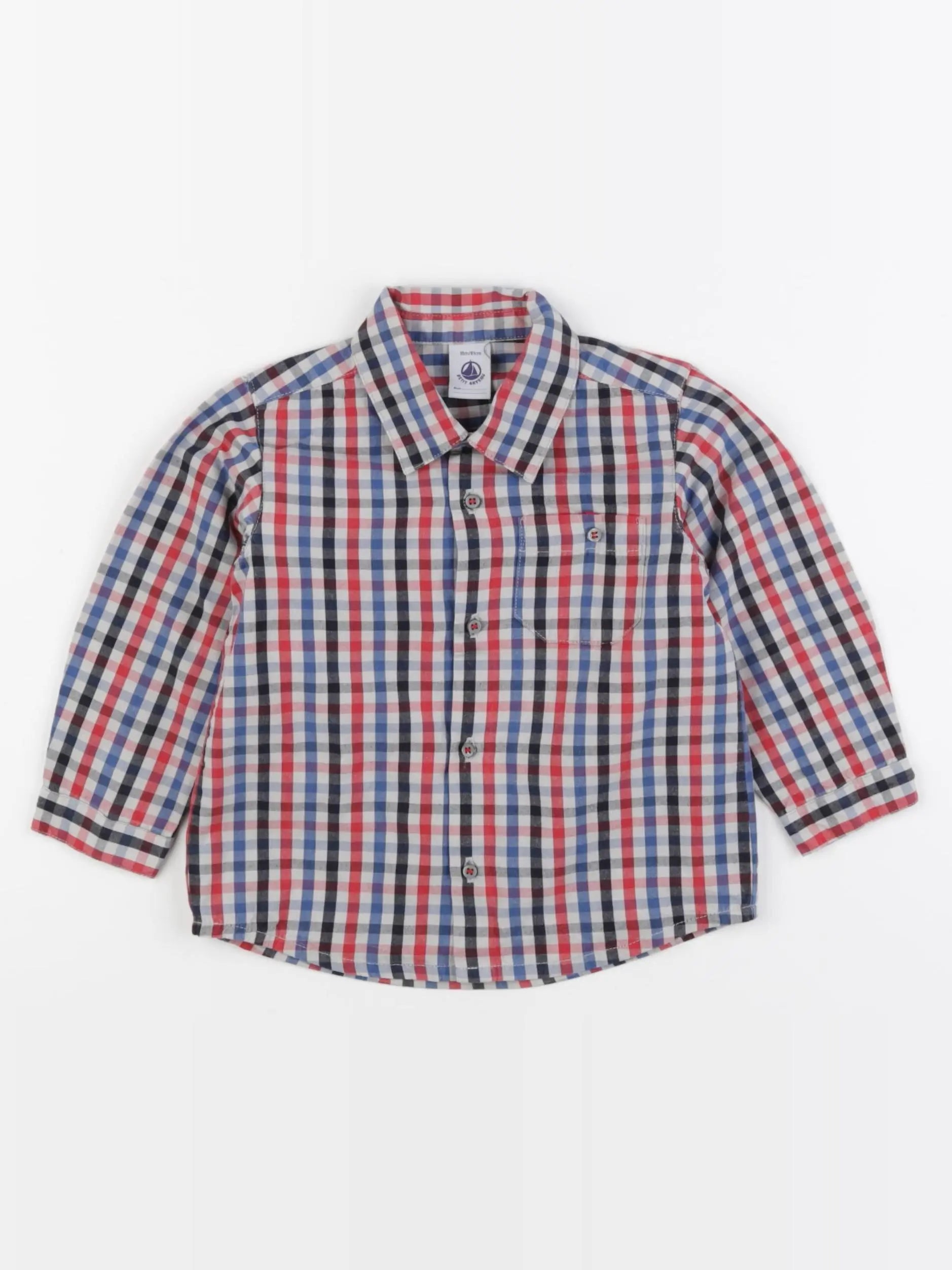 Petit Bateau - chemise rouge - 18 mois