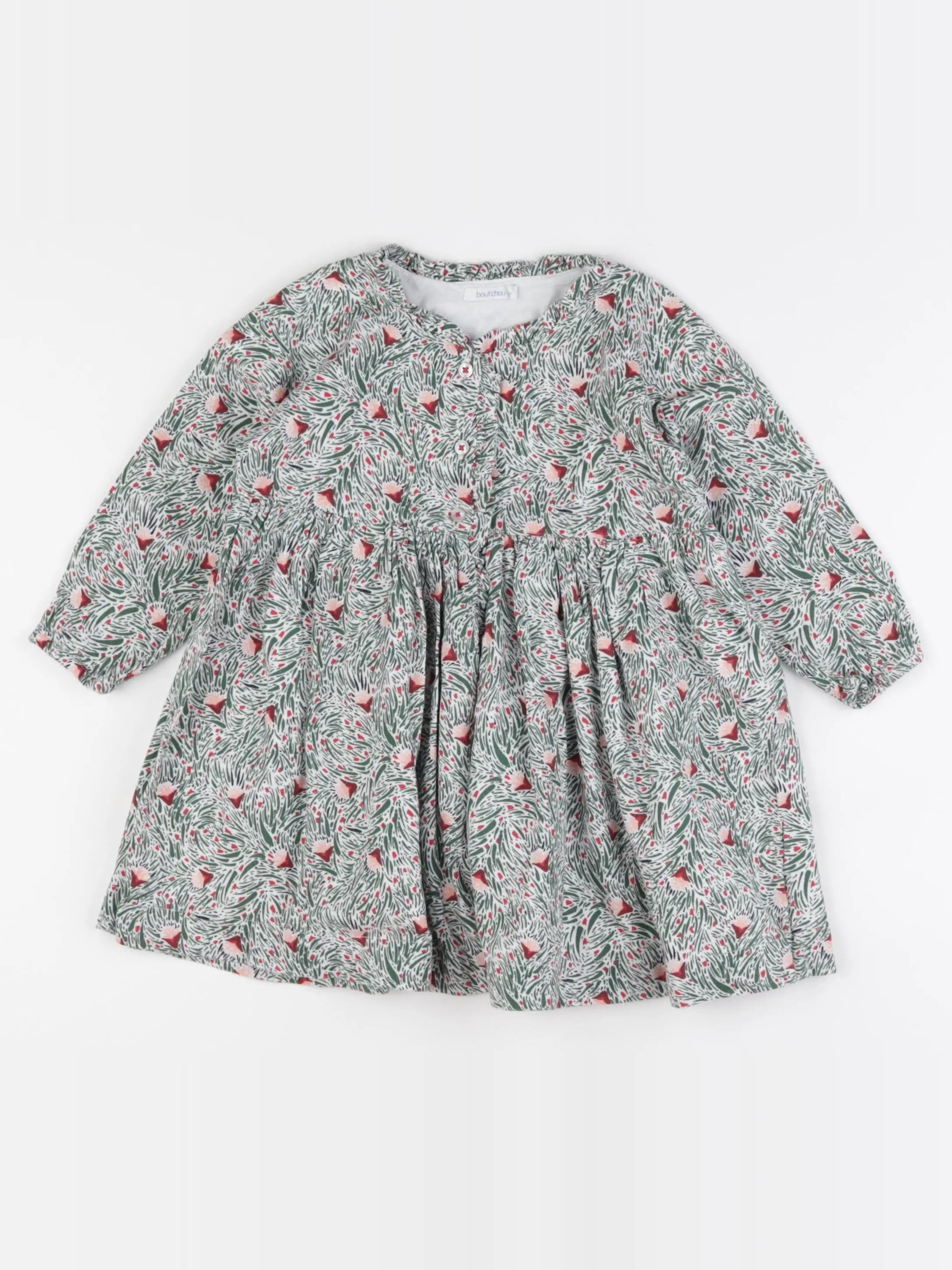 Boutchou - robe vert, rouge - 18 mois