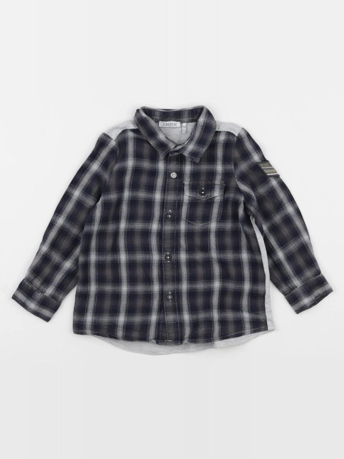 IKKS - chemise bleu, gris - 18 mois