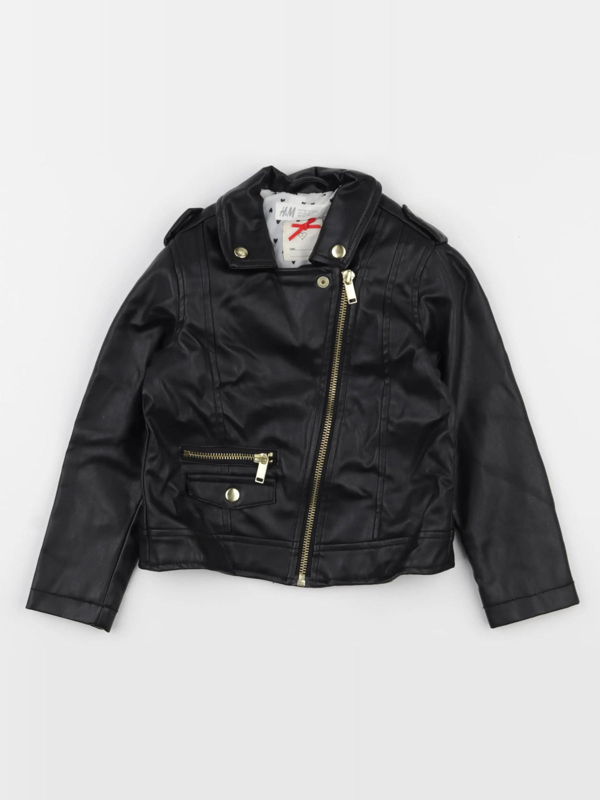 H&M - veste simili cuir noir - 3/4 ans