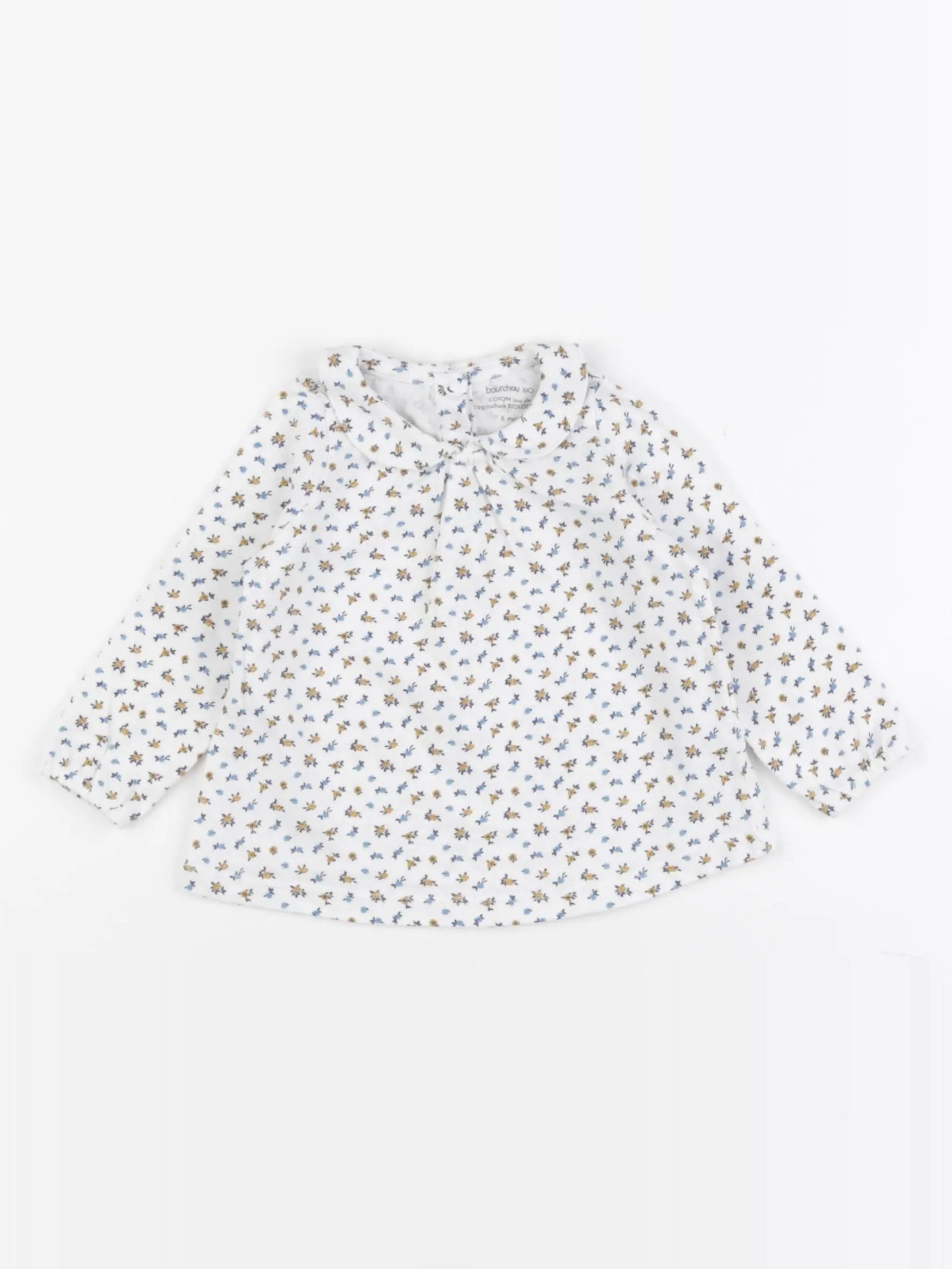Boutchou - tee-shirt blanc, bleu - 6 mois