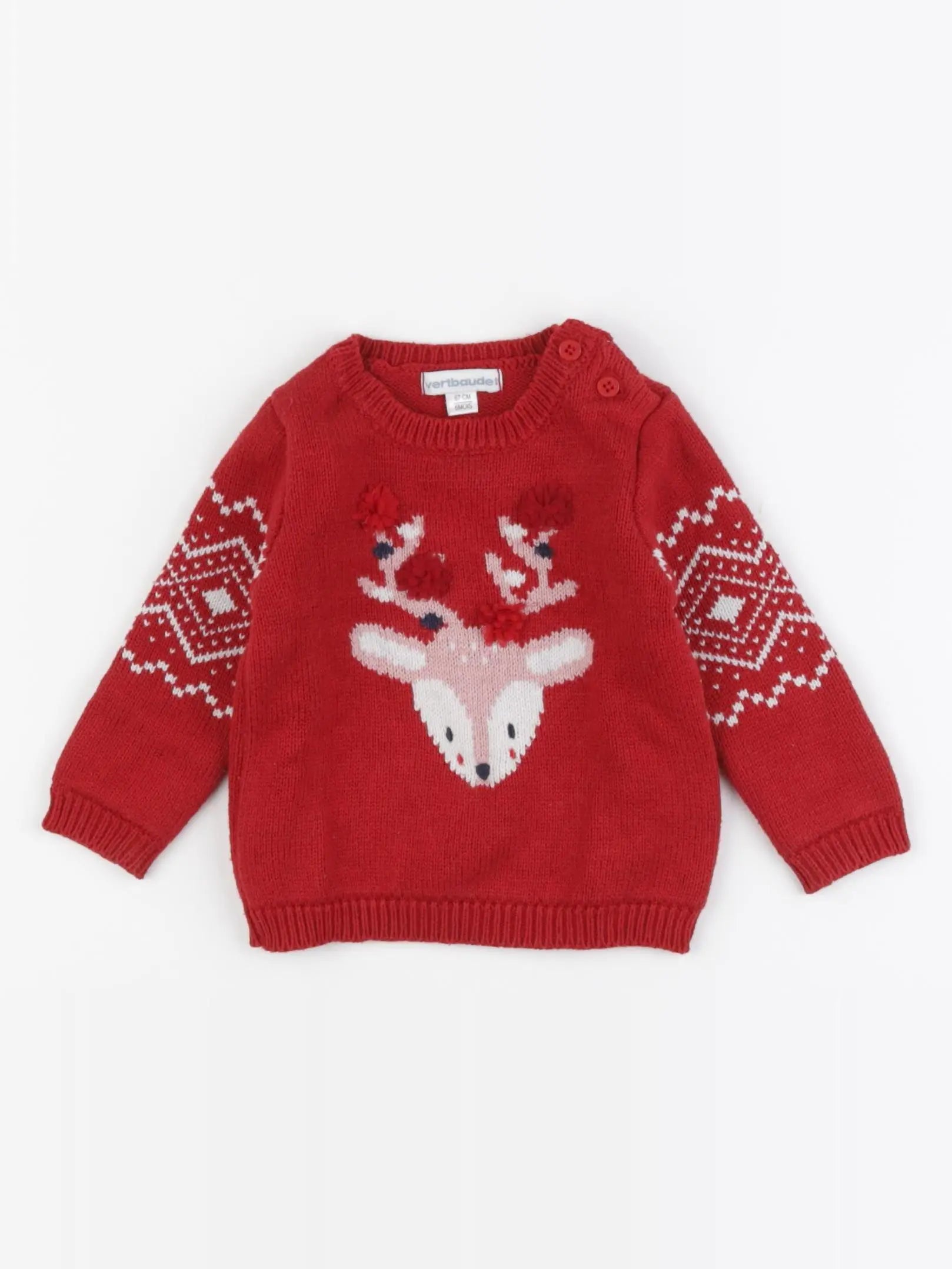 Vertbaudet - pull rouge - 6 mois