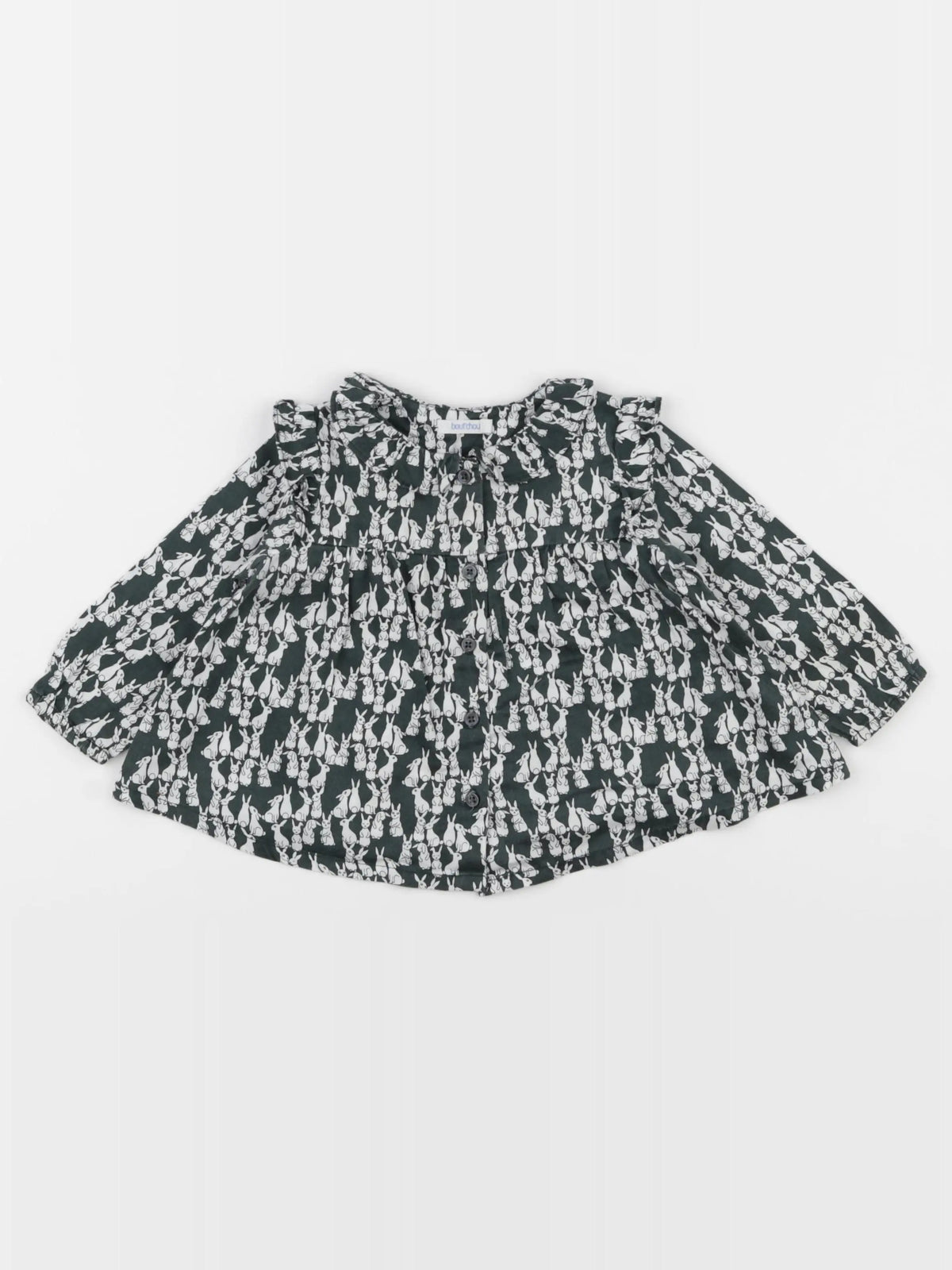 Boutchou - blouse vert - 9 mois