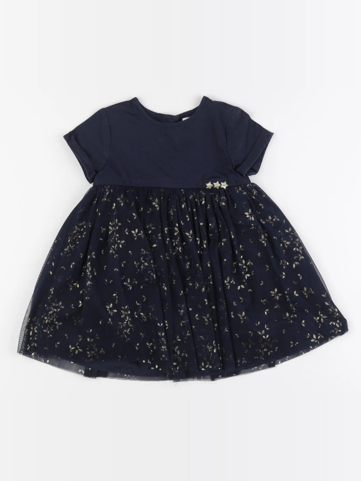 Vertbaudet - robe bleu, or - 18 mois
