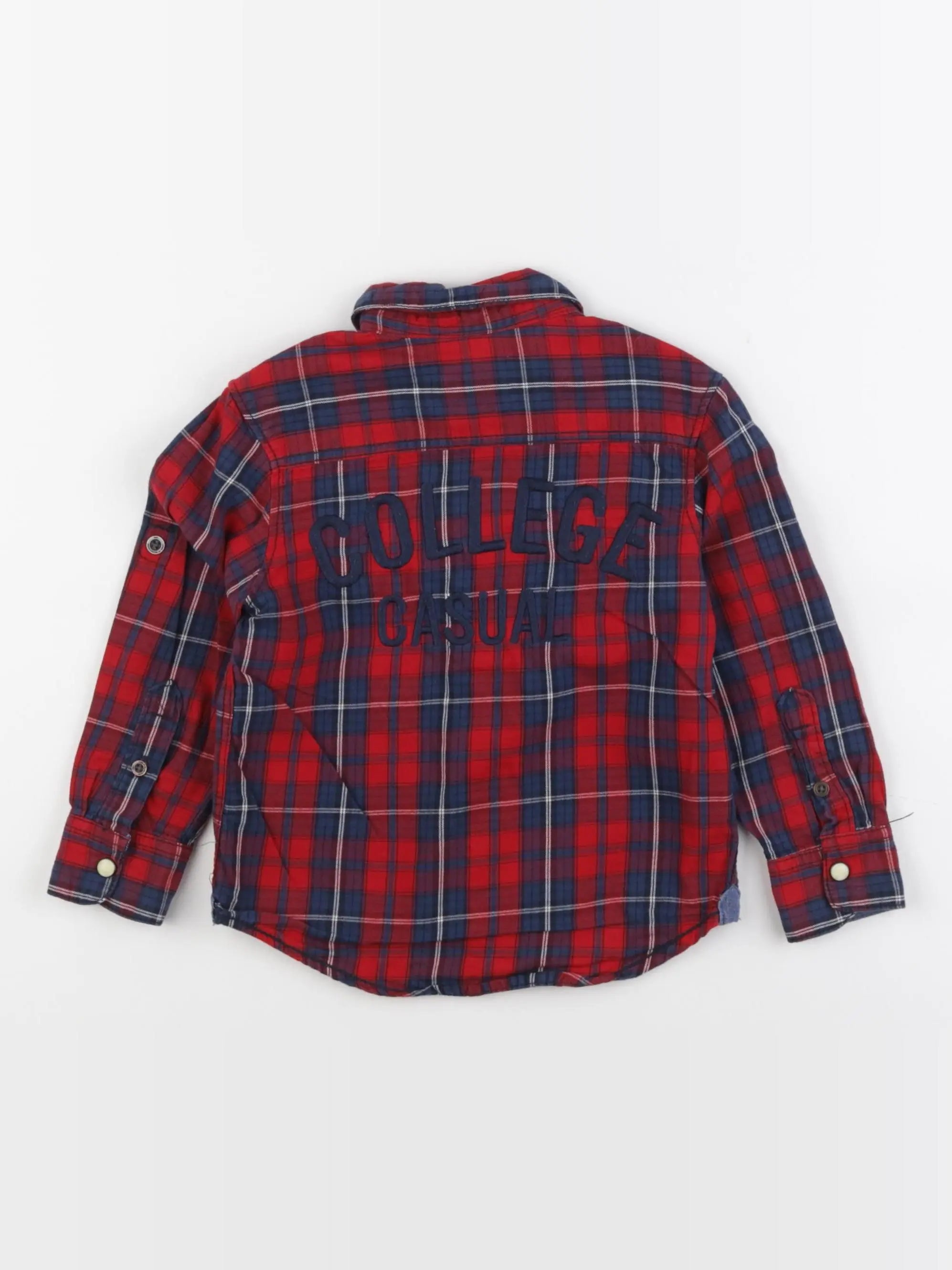 H&M - chemise bleu, rouge - 2/3 ans