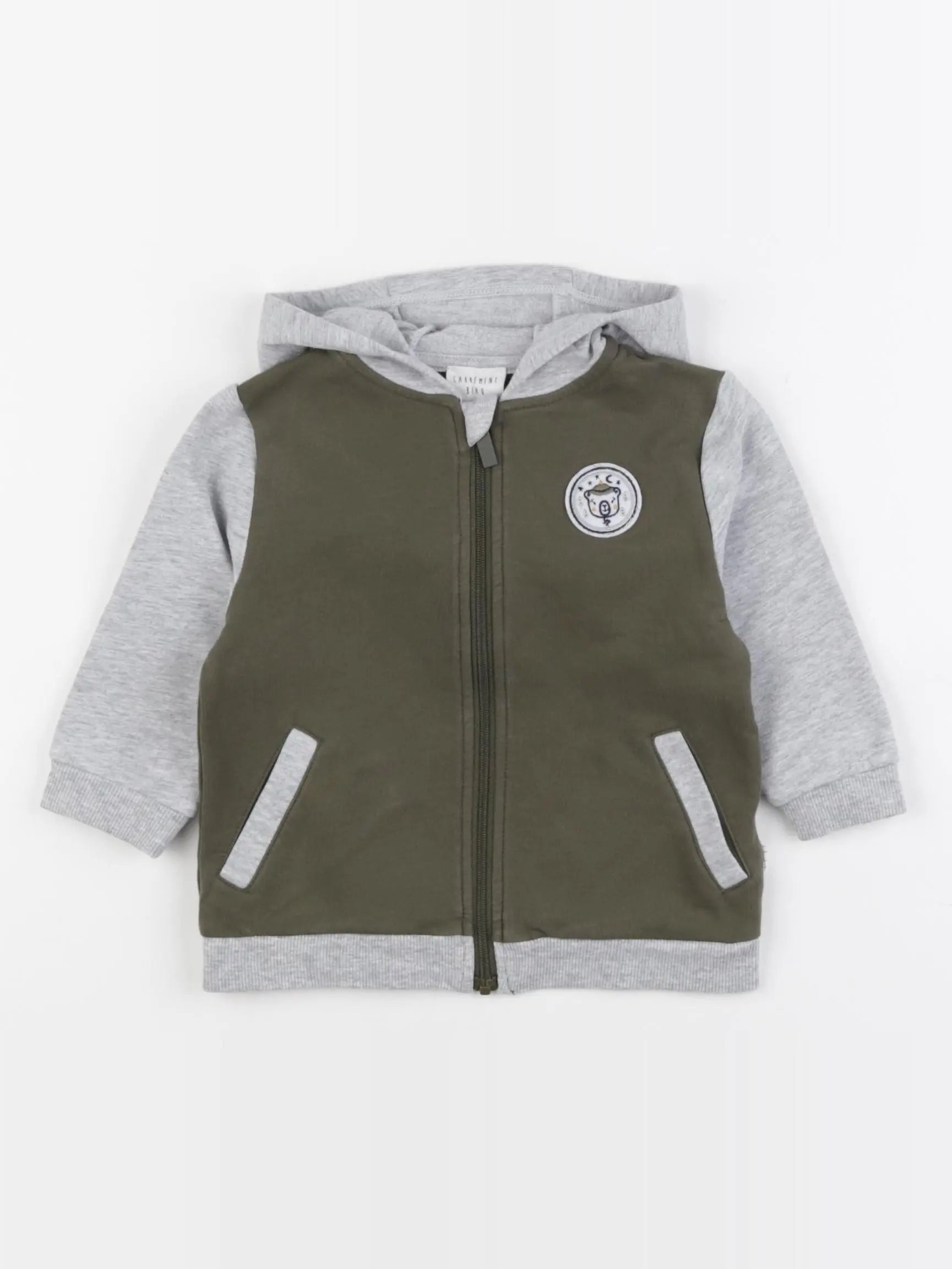Carrément Beau - sweat gris, vert - 12 mois