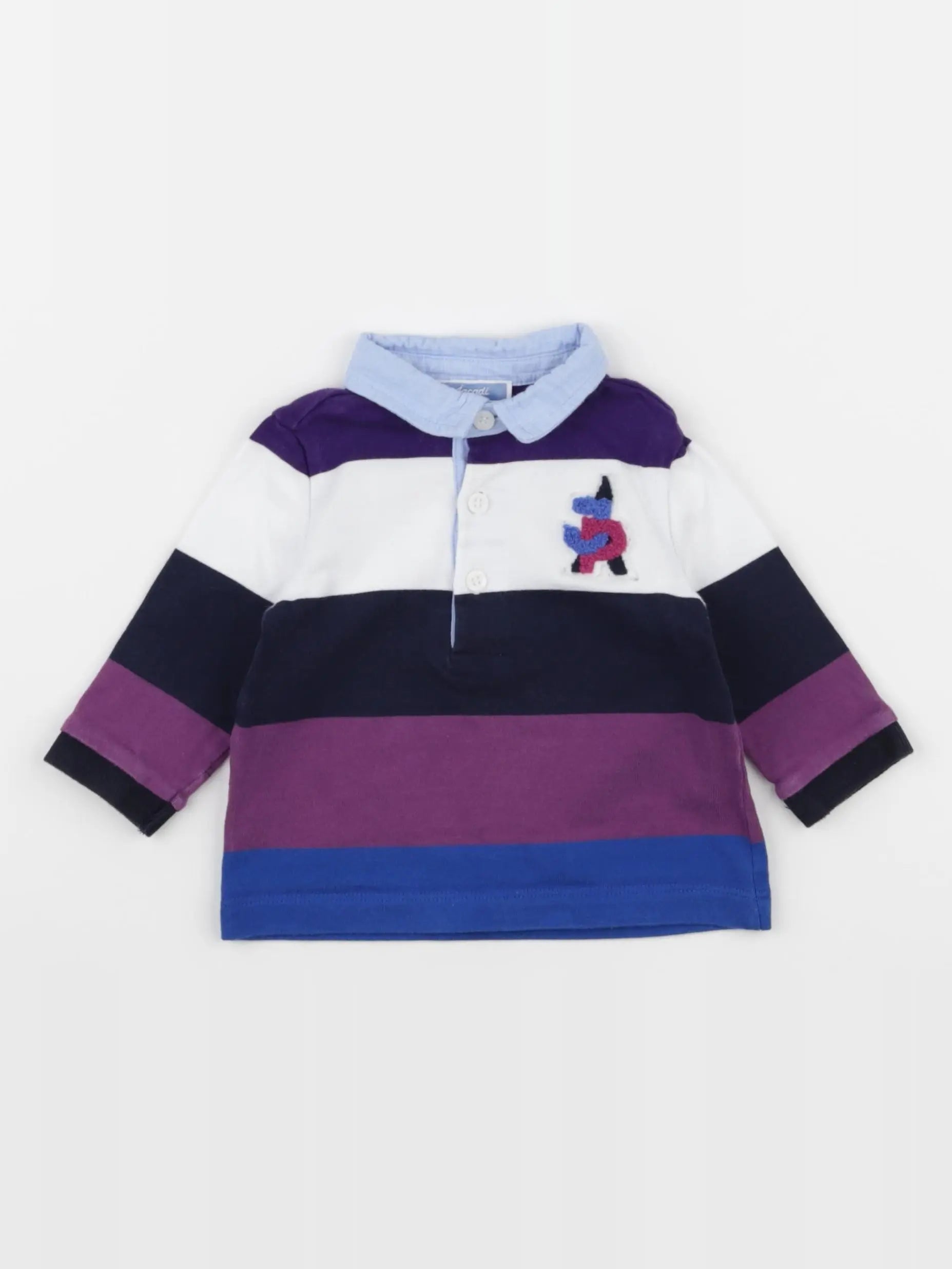 Jacadi - polo bleu, violet, blanc - 6 mois