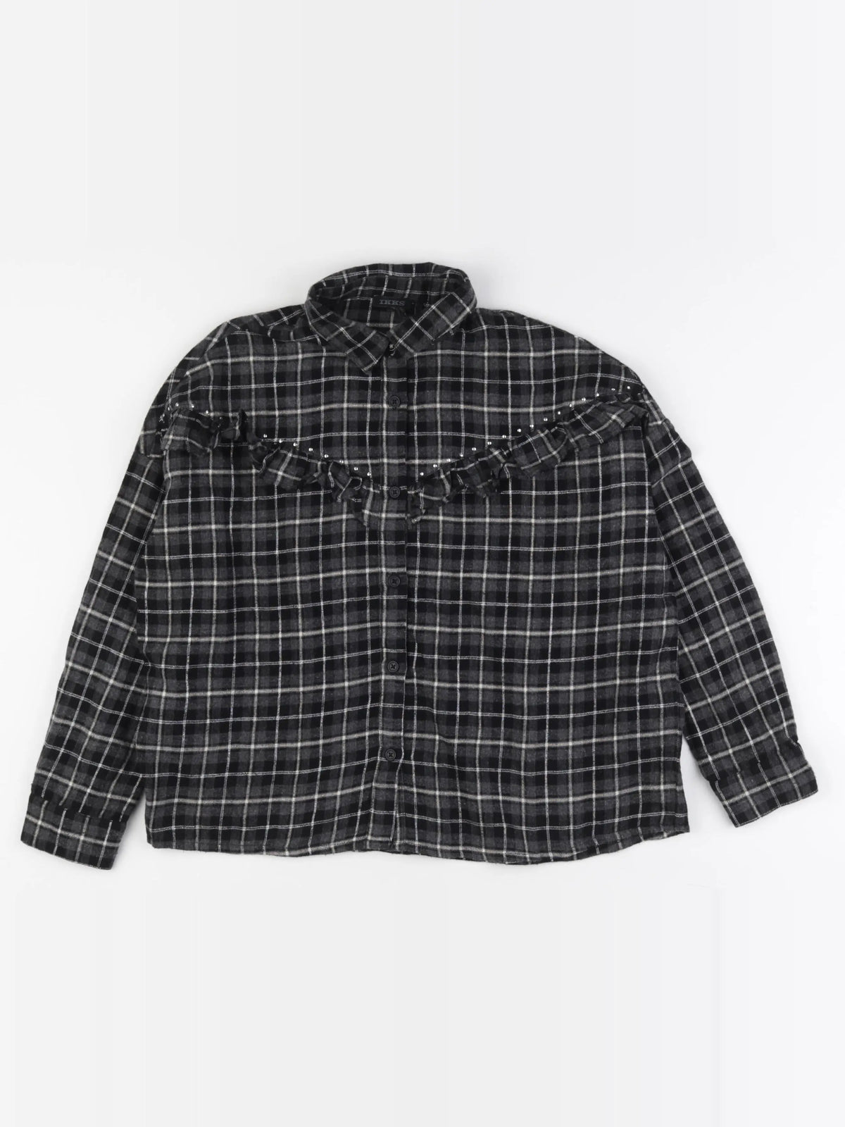 IKKS - blouse gris, noir, argent - 8 ans