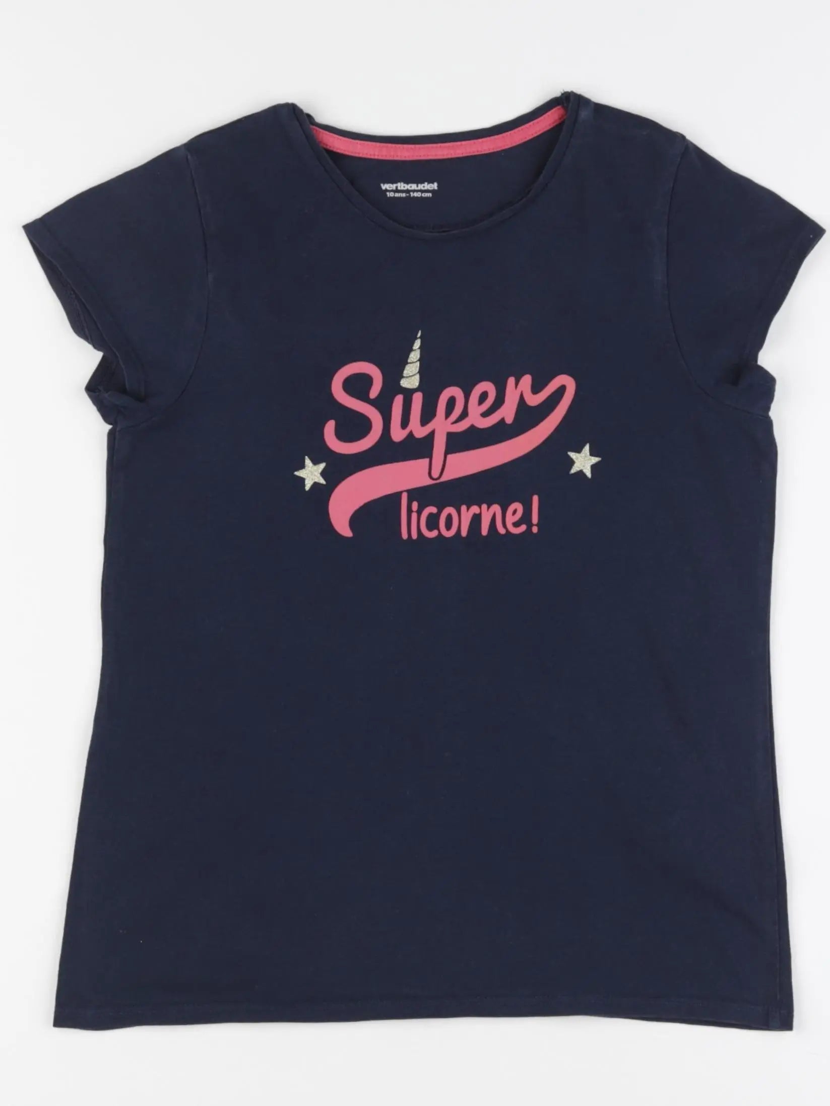 Vertbaudet - tee-shirt bleu, or - 10 ans