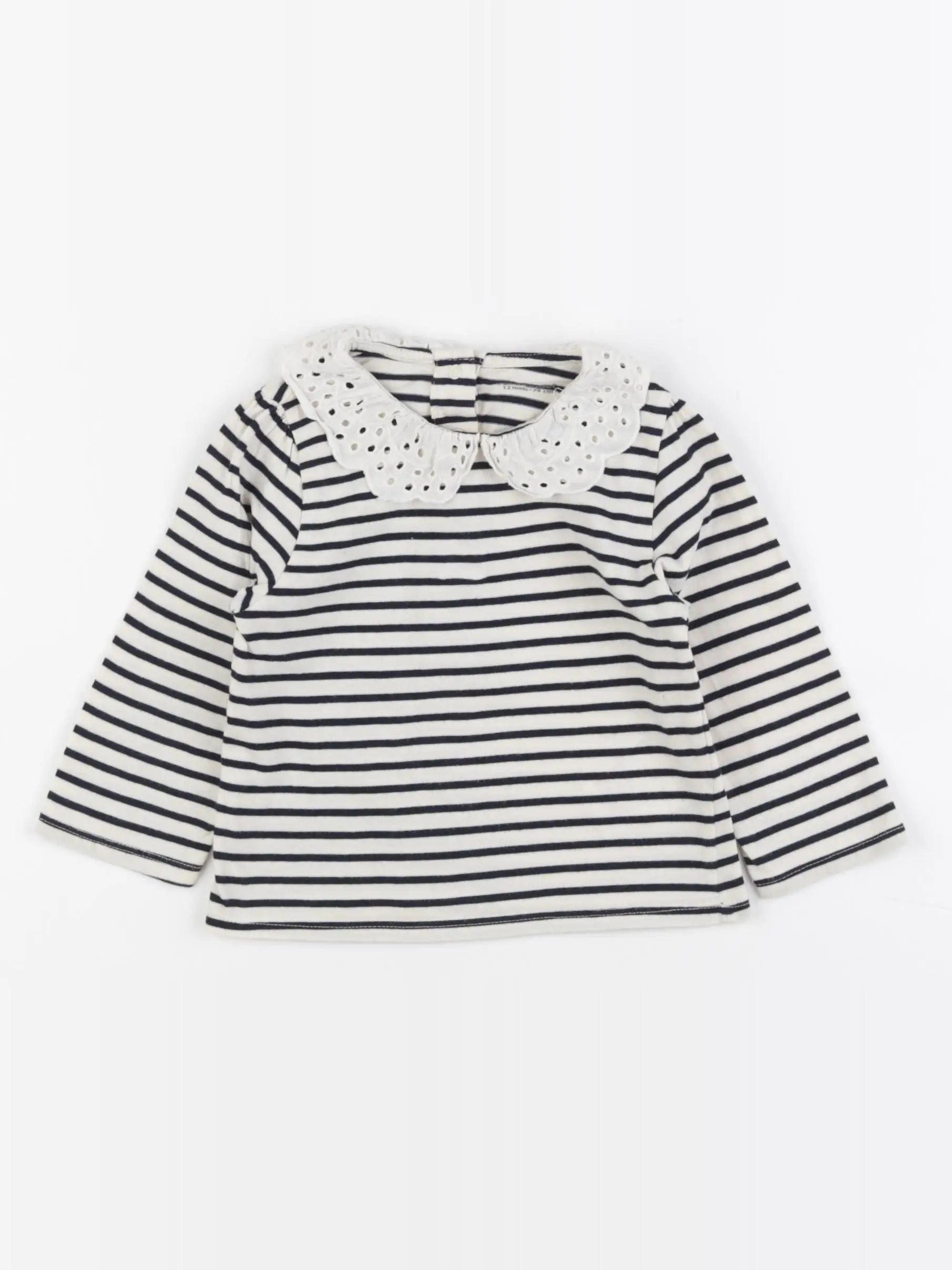Vertbaudet - tee-shirt beige, bleu - 12 mois