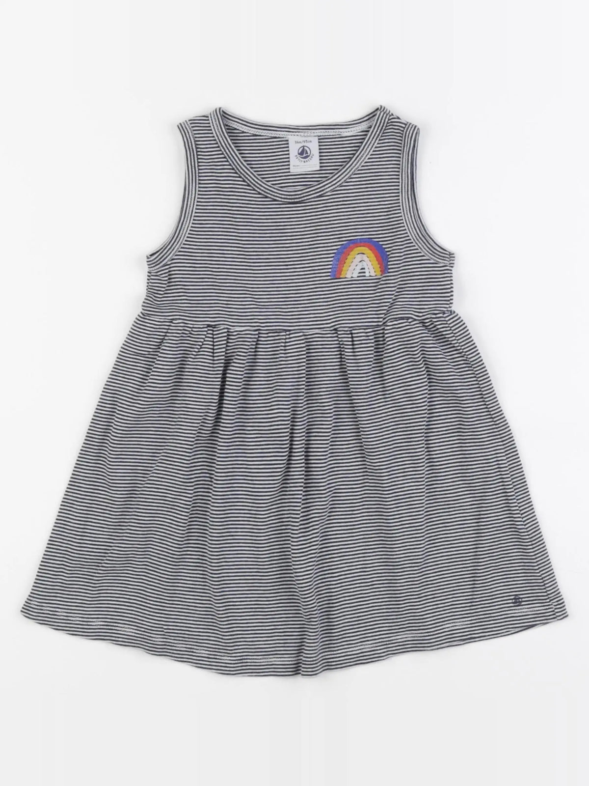 Petit Bateau - robe blanc, bleu - 36 mois
