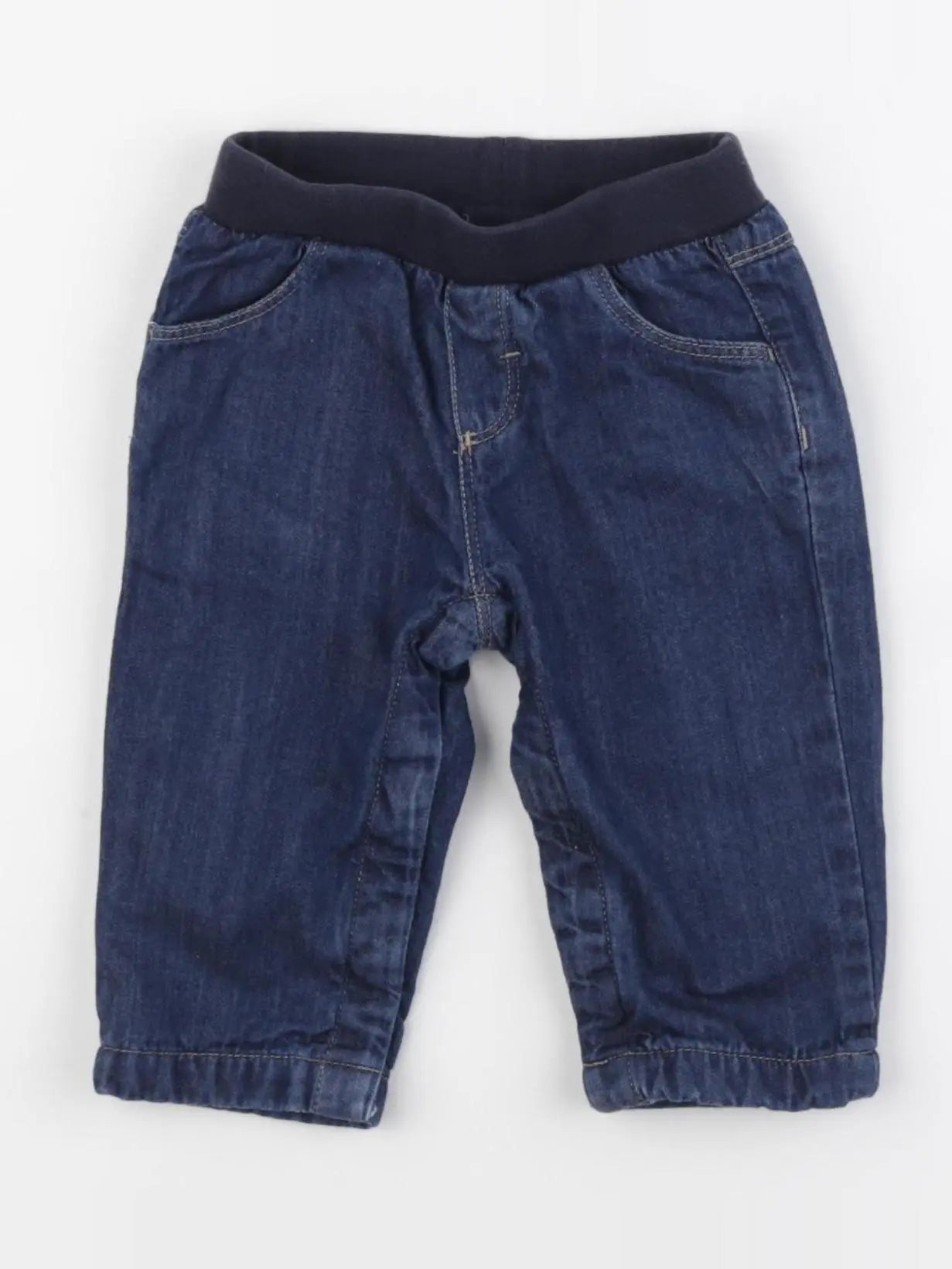 Petit Bateau - jean doublé bleu - 6 mois