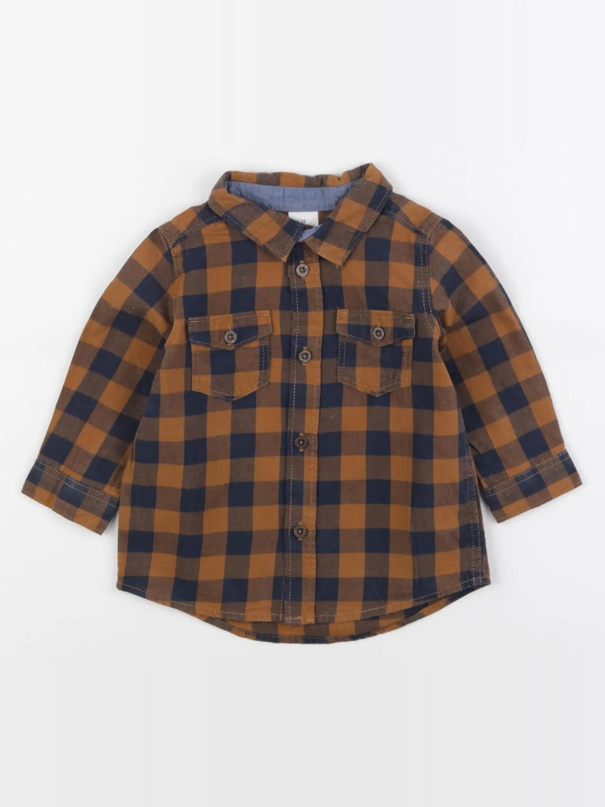 H&M - chemise bleu, marron - 6 mois