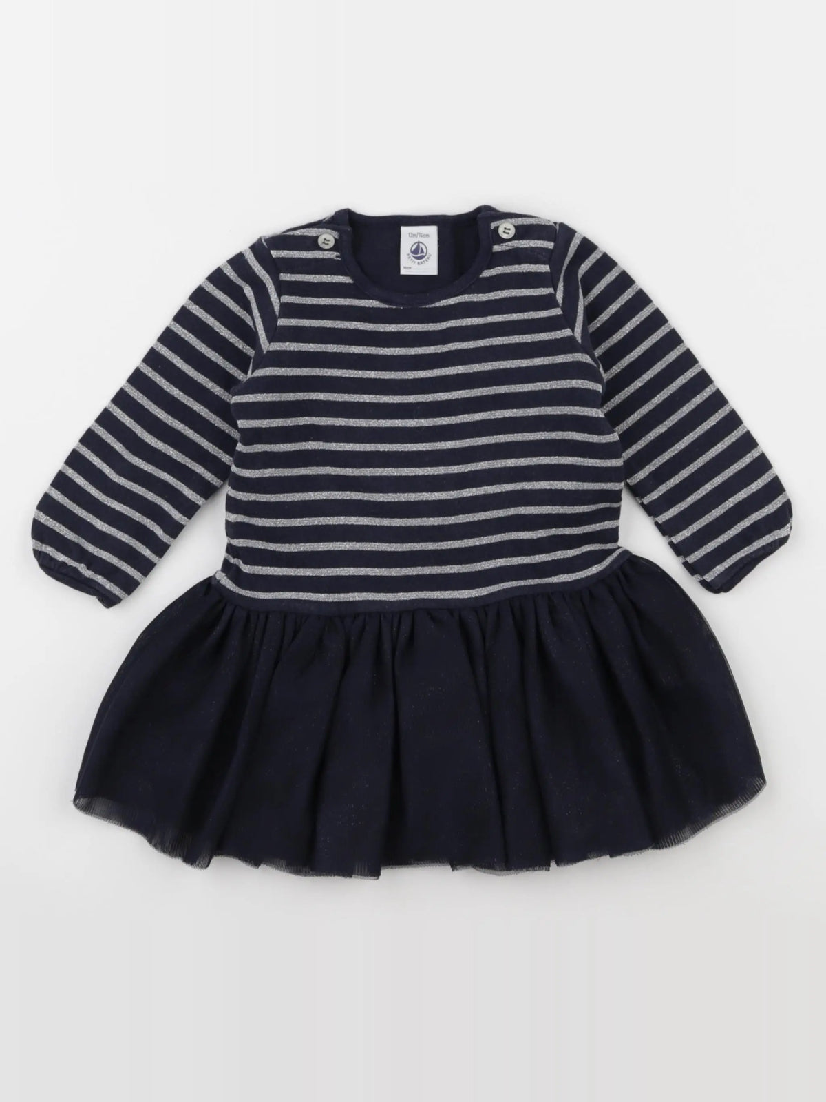Petit Bateau - robe bleu - 12 mois