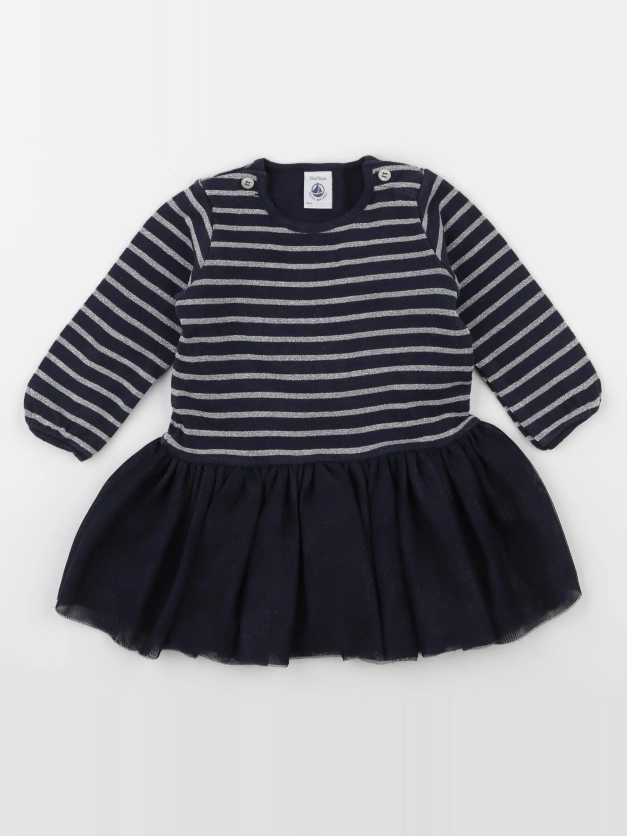 Petit Bateau - robe bleu - 12 mois