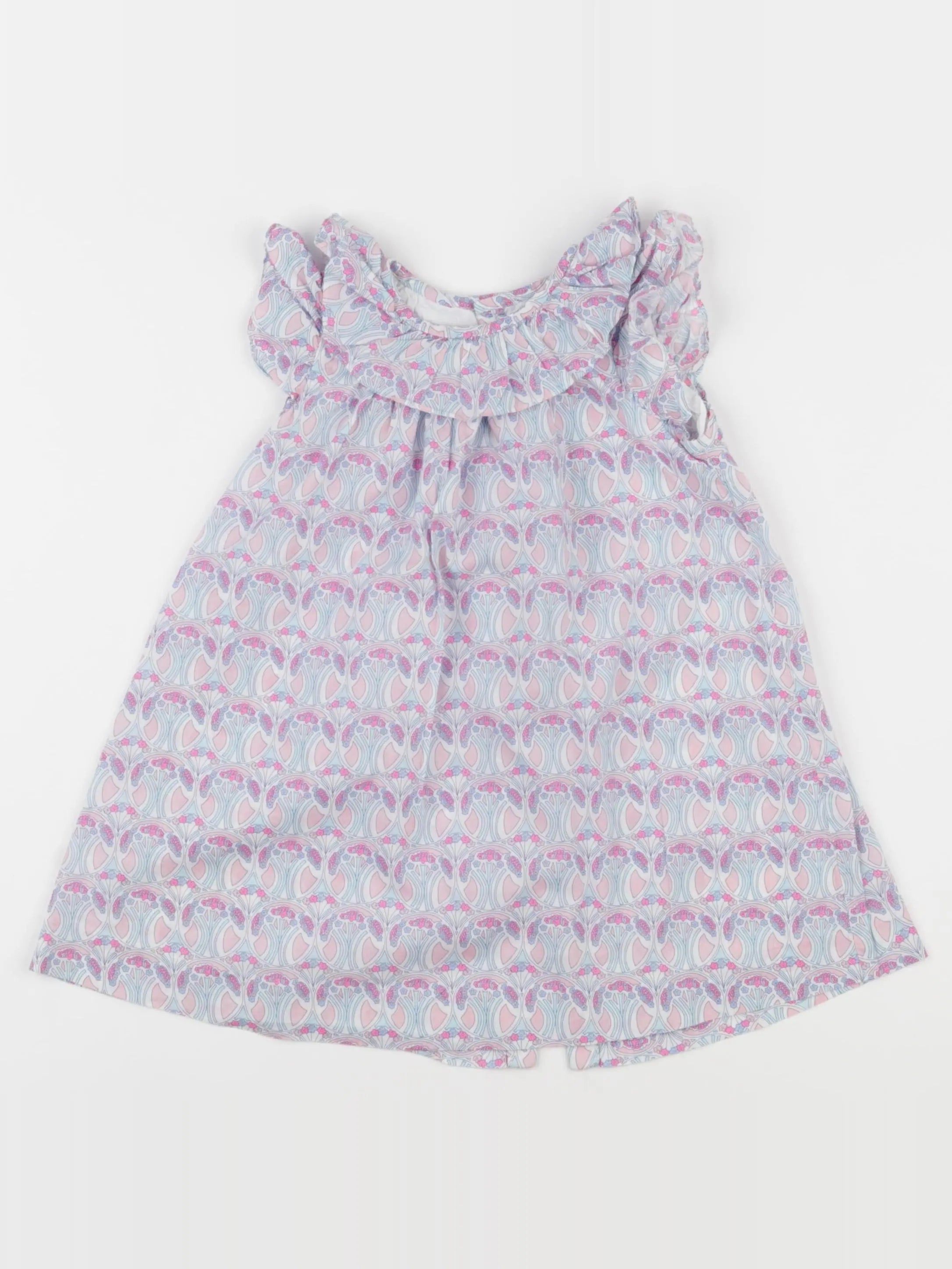 Jacadi - robe liberty bleu, rose - 24 mois