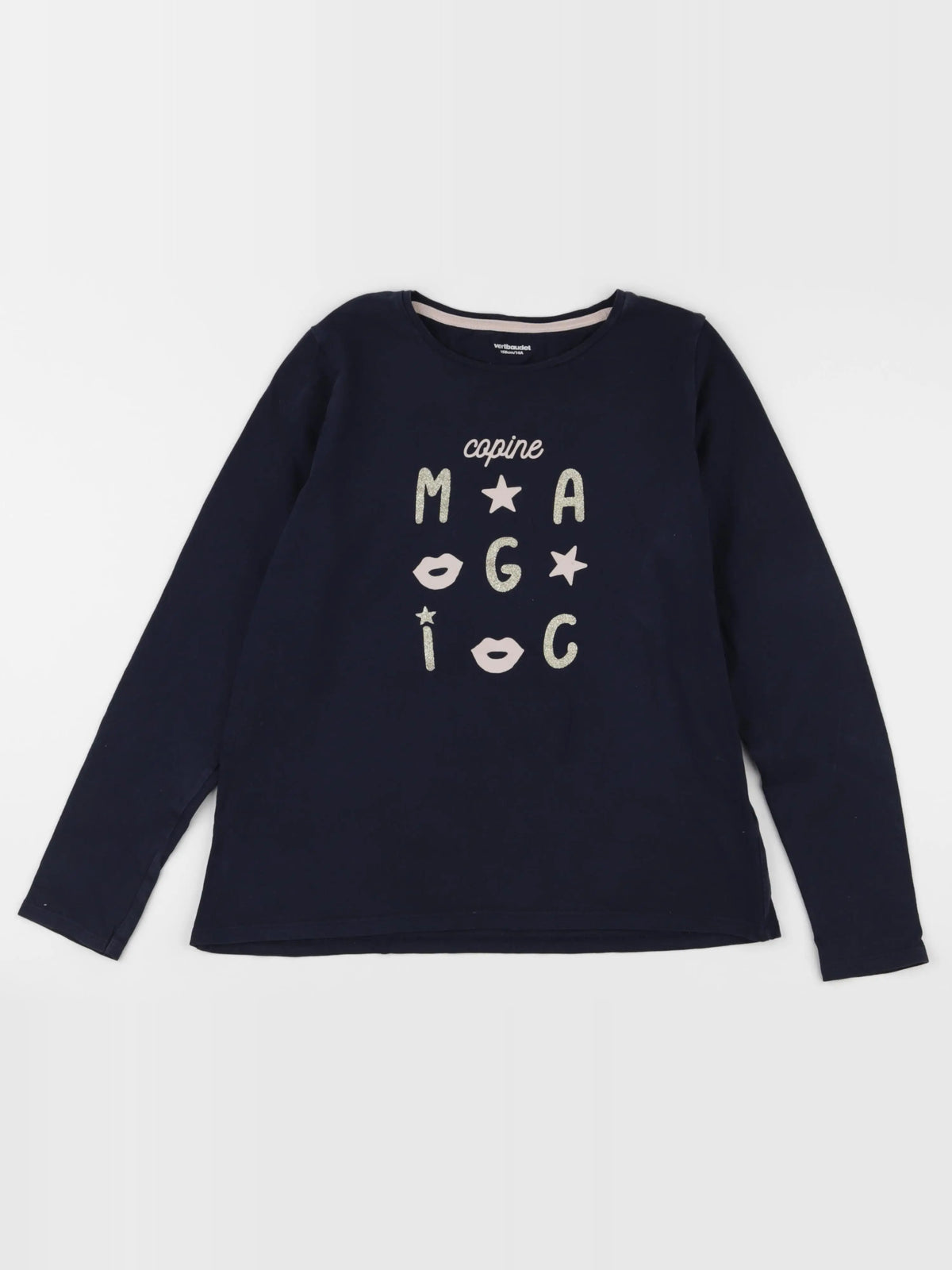 Vertbaudet - tee-shirt bleu, or - 14 ans