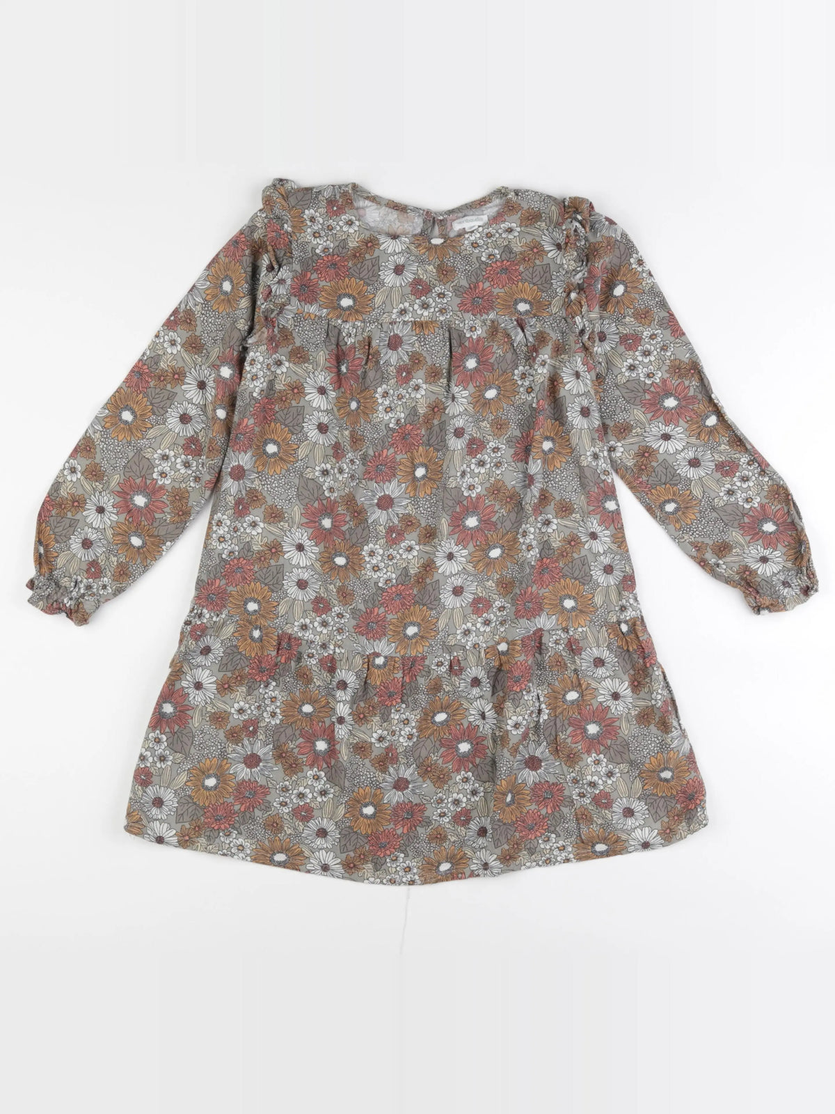 Vertbaudet - robe gris, marron - 8 ans