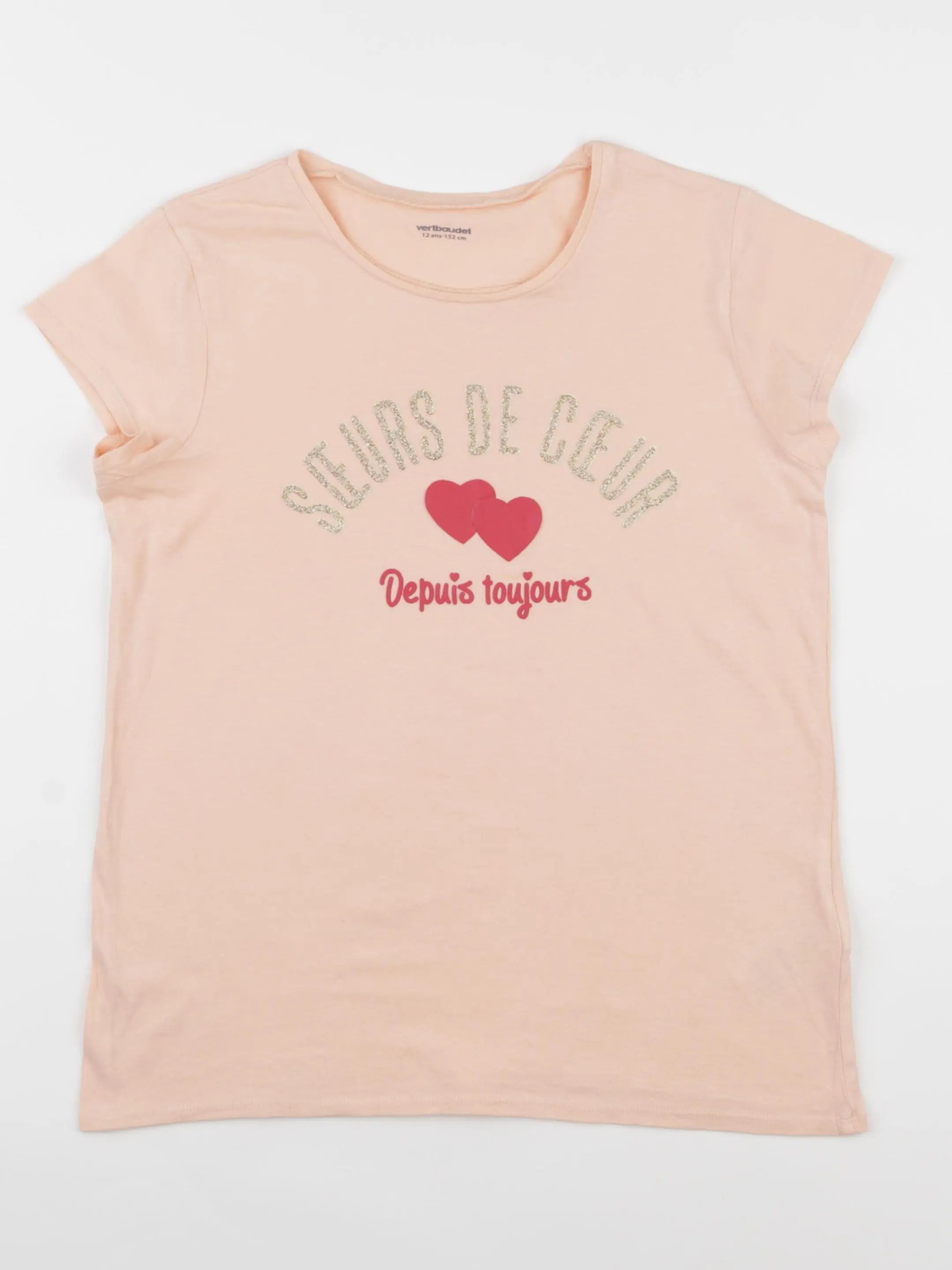 Vertbaudet - tee-shirt rose, or - 12 ans