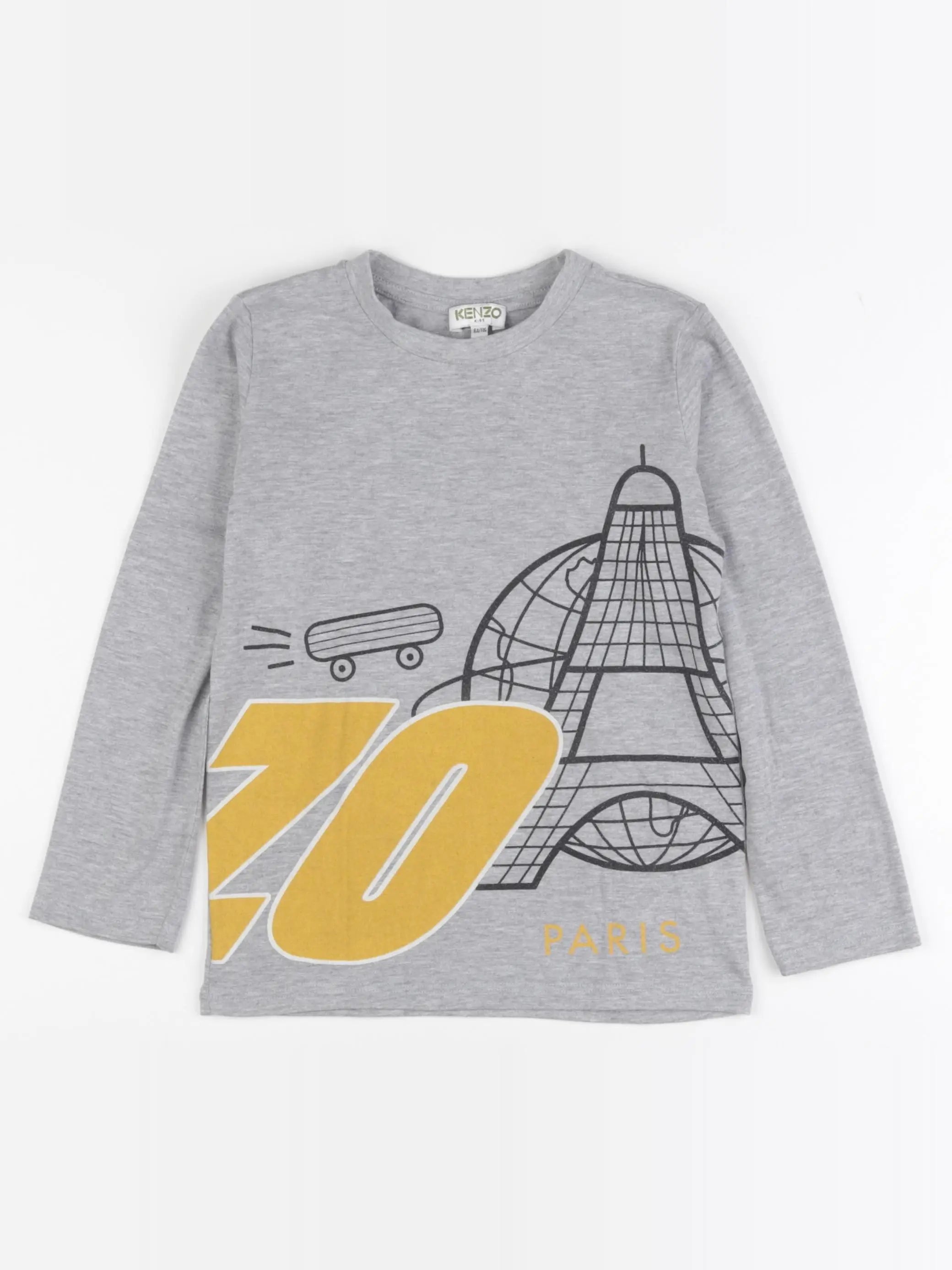 Kenzo - tee-shirt imprimé au dos gris - 6 ans
