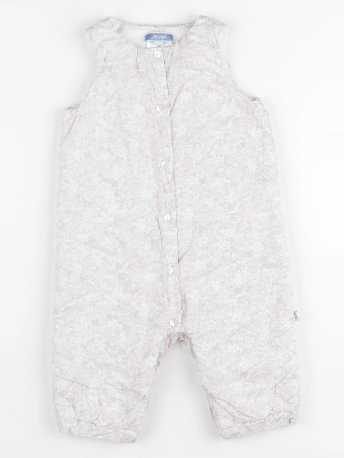 Jacadi - combinaison doublé, liberty blanc, rose - 6 mois