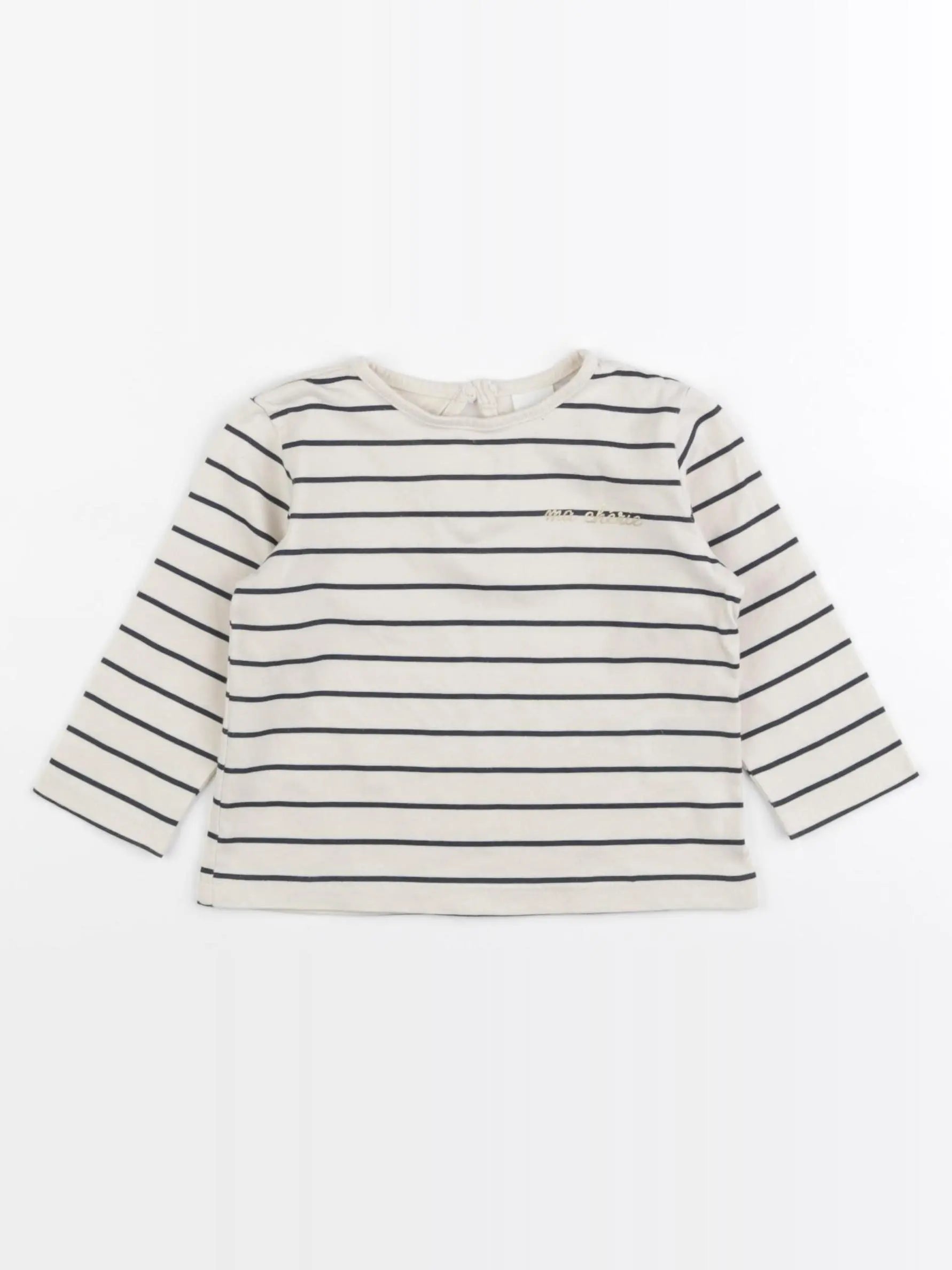 H&M - tee-shirt beige, noir - 6/9 mois