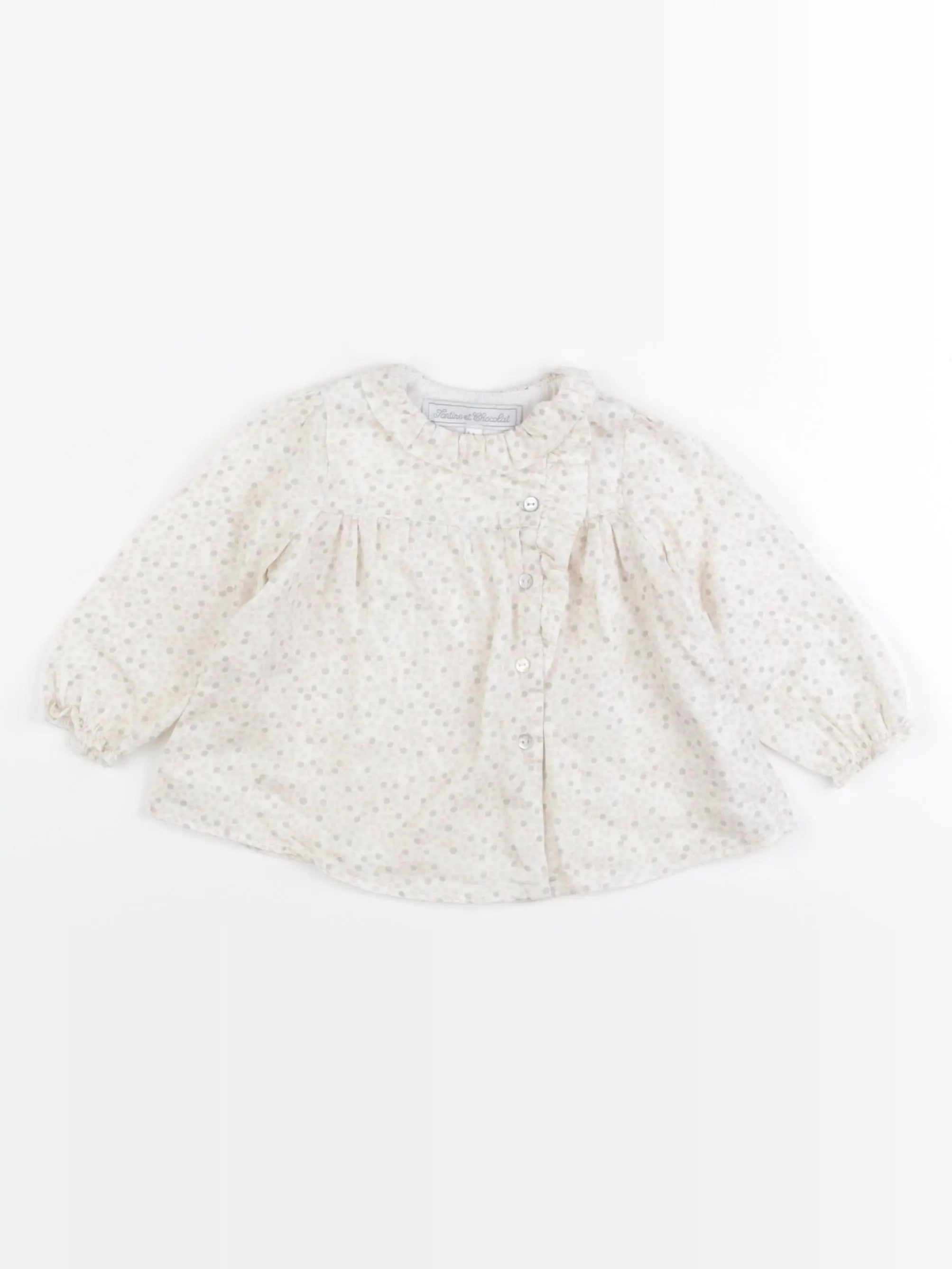 Tartine & Chocolat - blouse beige, gris, rose - 1 an