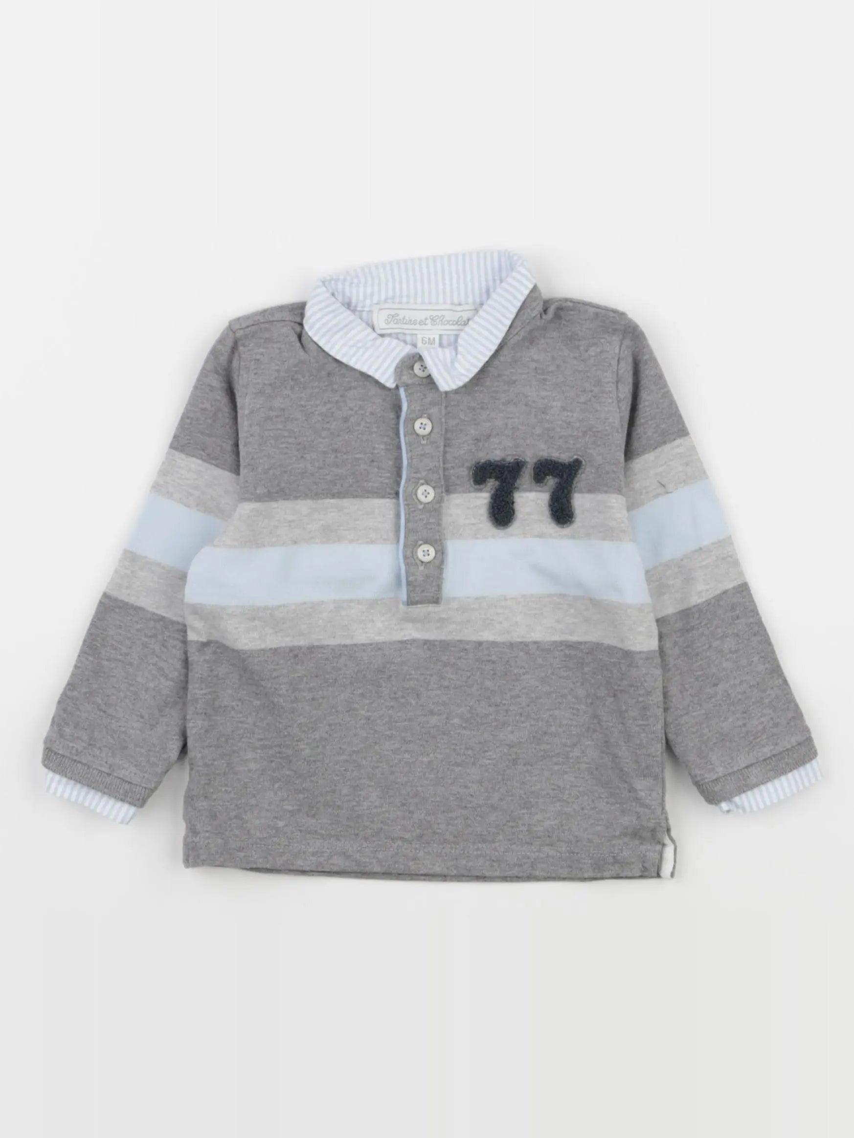 Tartine & Chocolat - polo gris - 6 mois
