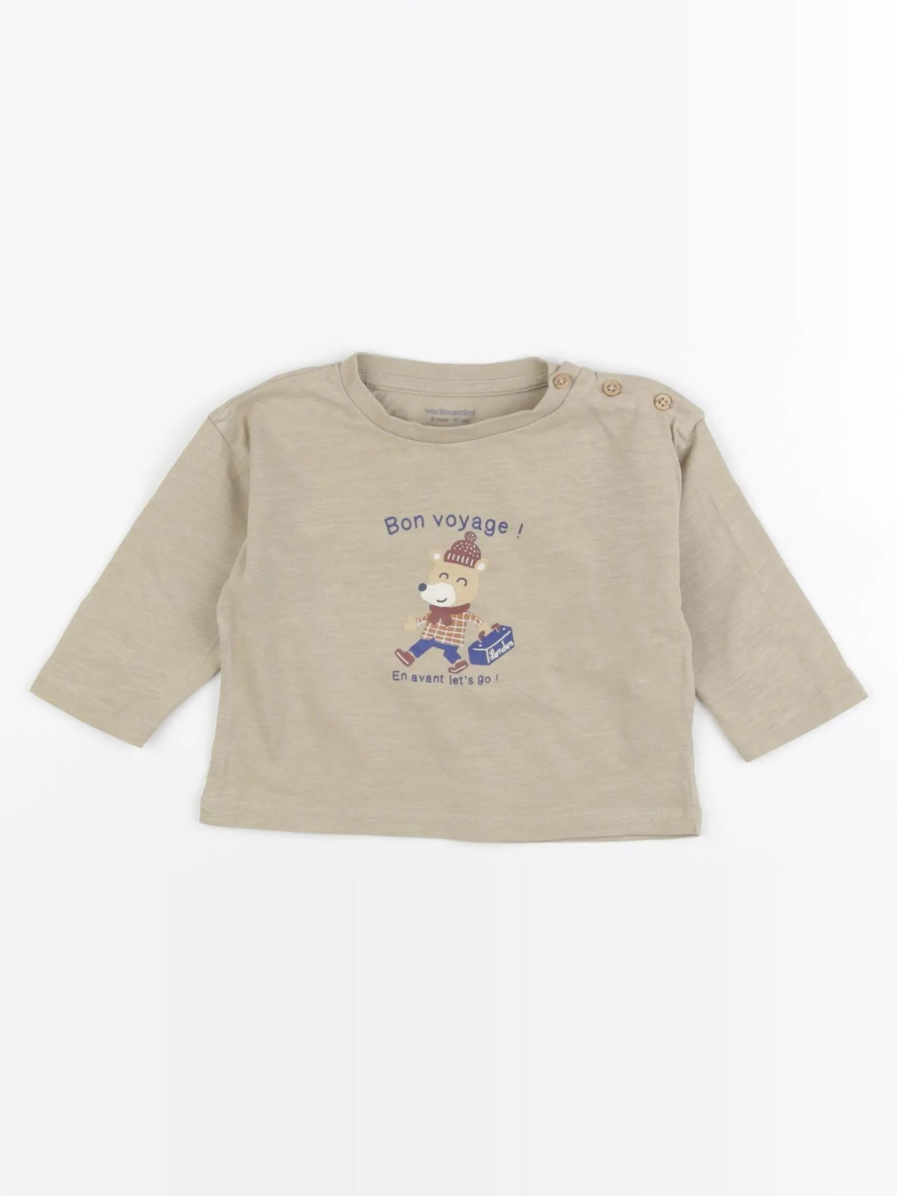 Vertbaudet - tee-shirt marron - 6 mois