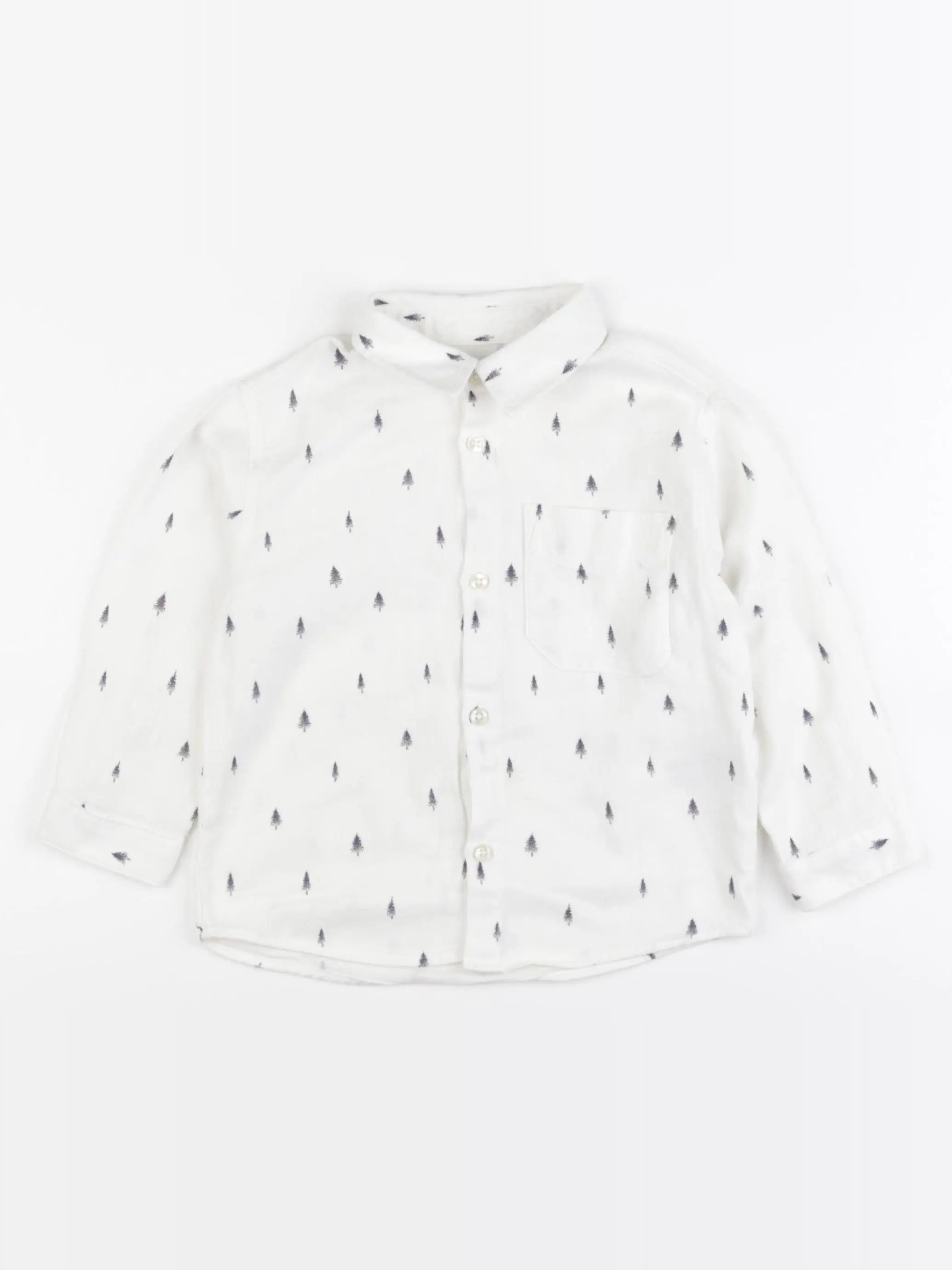 Mango - chemise blanc, bleu - 18/24 mois