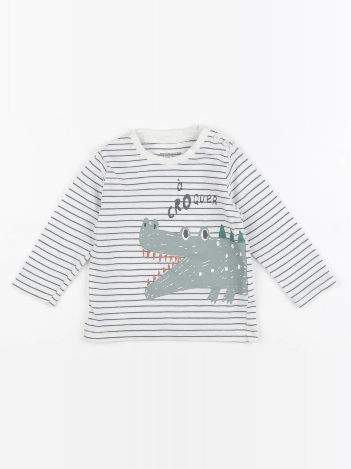 Vertbaudet - tee-shirt blanc, bleu - 6 mois