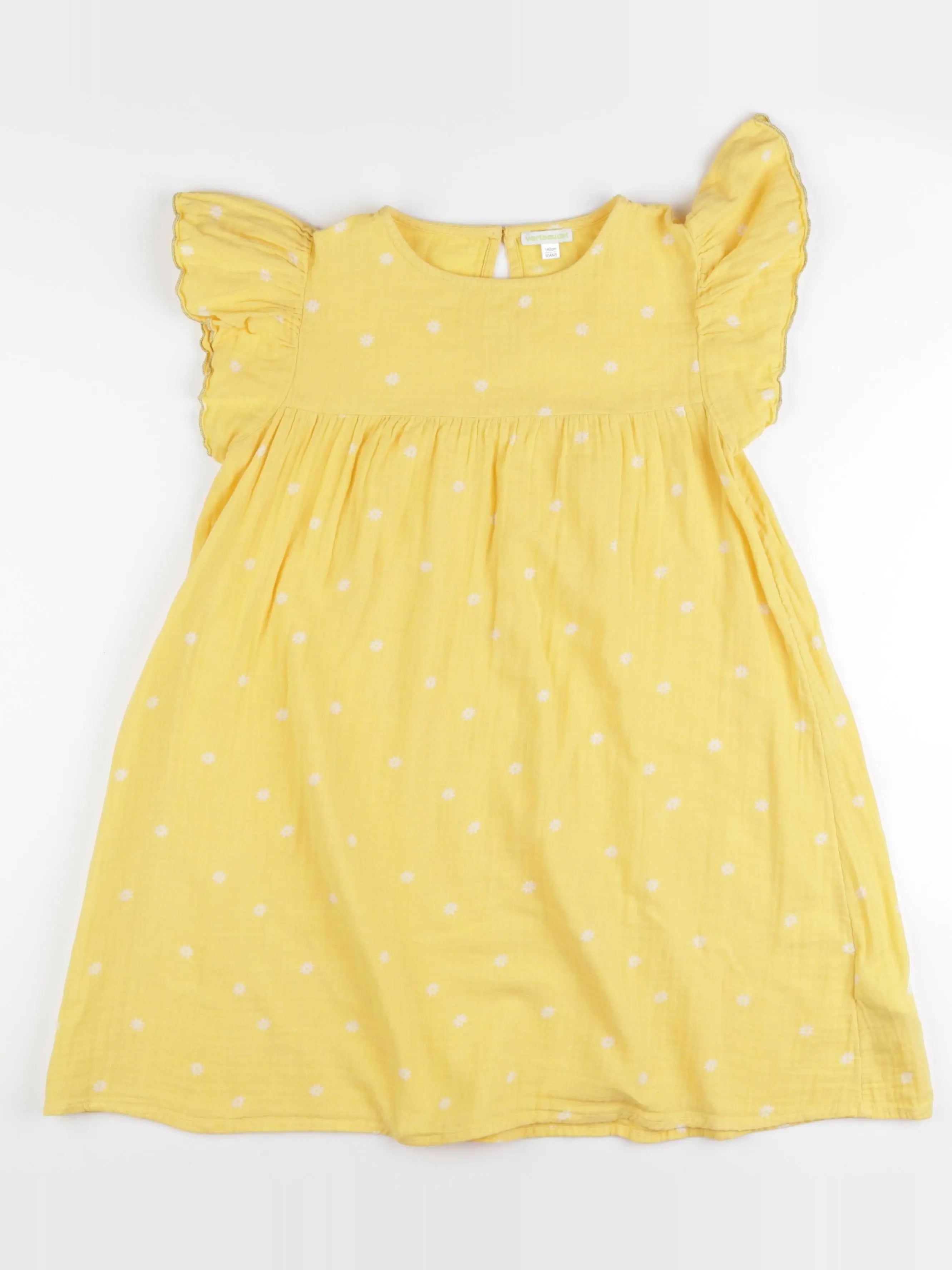 Vertbaudet - robe jaune, blanc - 10 ans