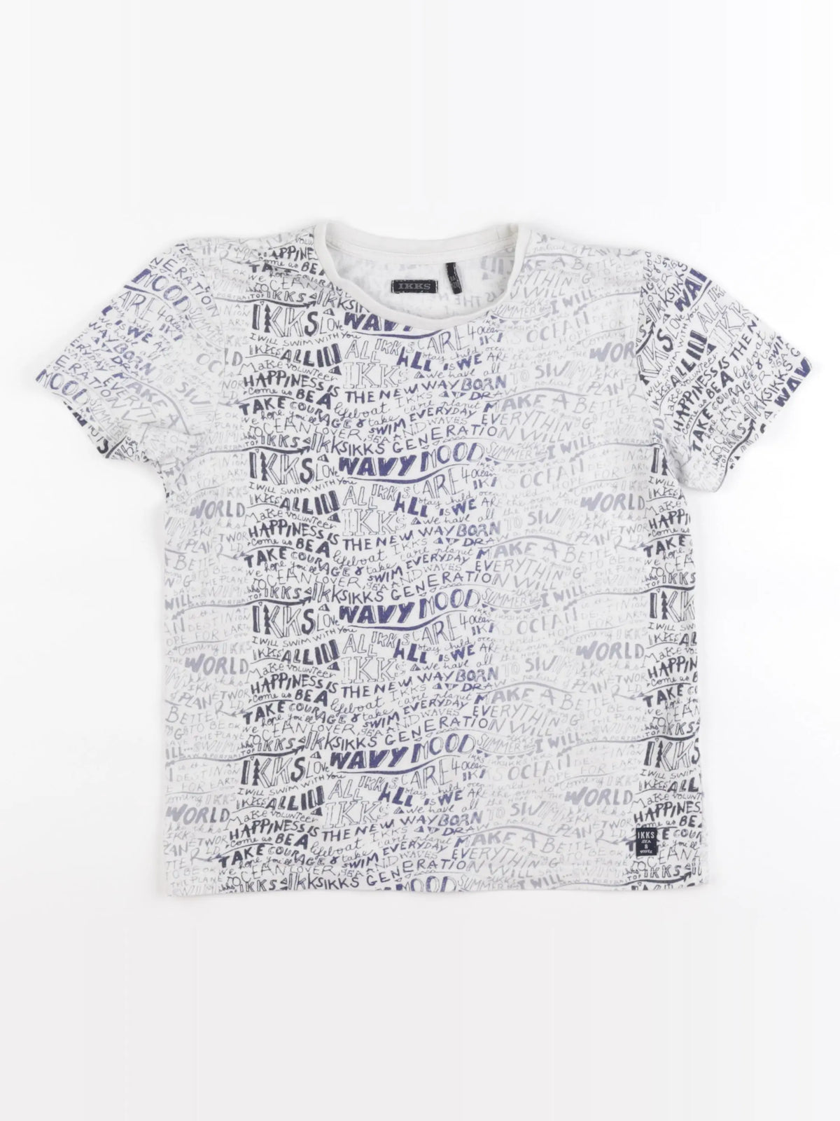 IKKS - tee-shirt blanc, bleu - 10 ans